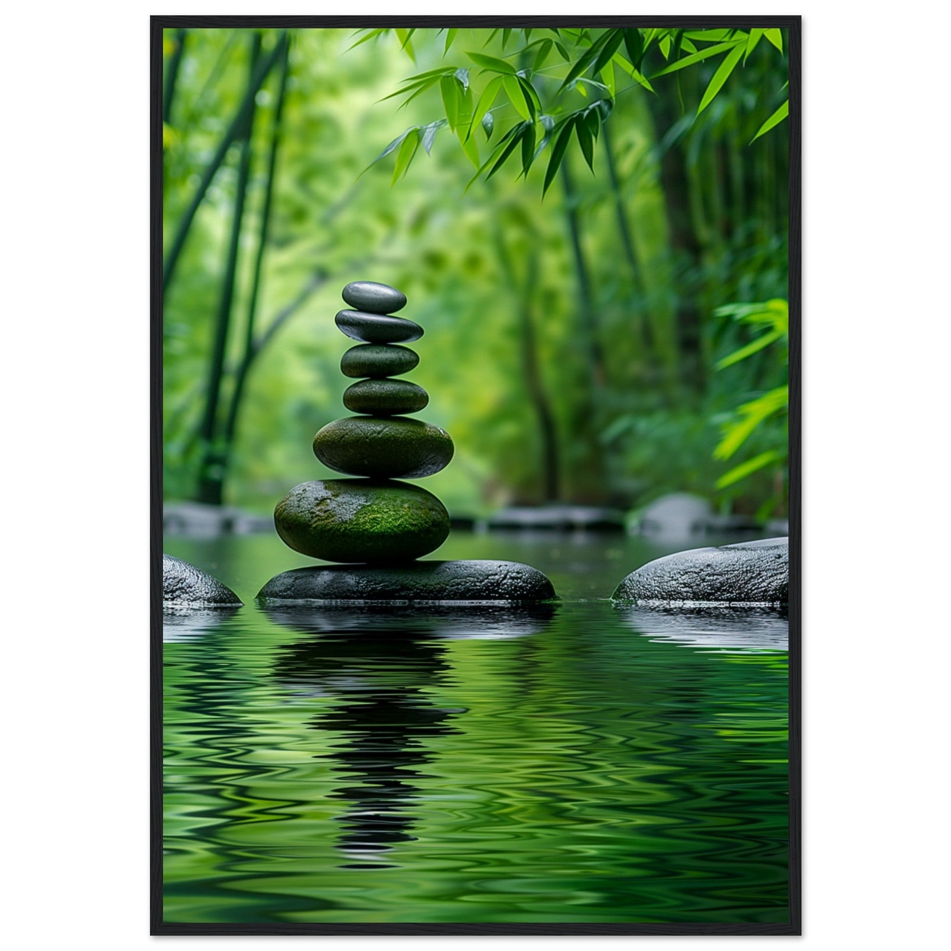 Poster Nature Zen ( 70x100-cm-Bois-noir)