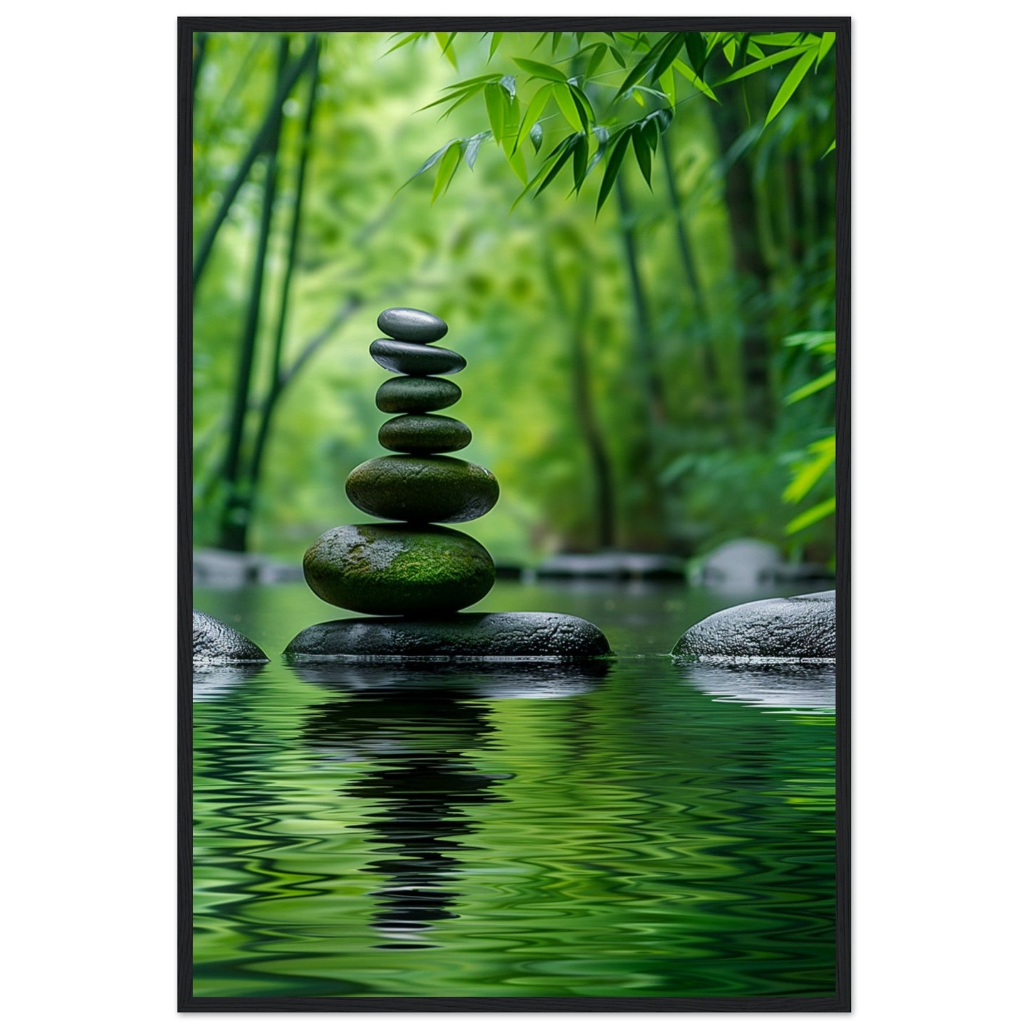 Poster Nature Zen ( 60x90-cm-Bois-noir)