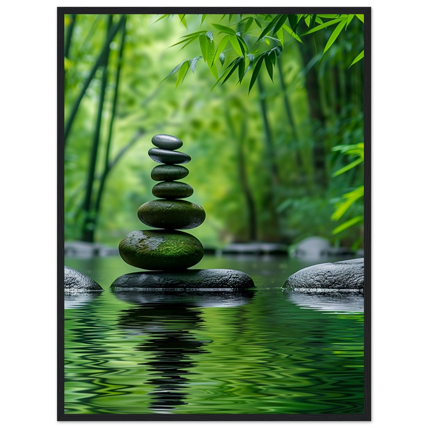 Poster Nature Zen ( 60x80-cm-Bois-noir)