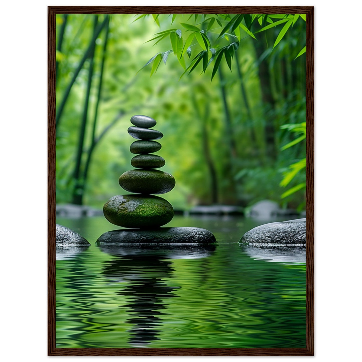 Poster Nature Zen ( 45x60-cm-Bois-foncé)