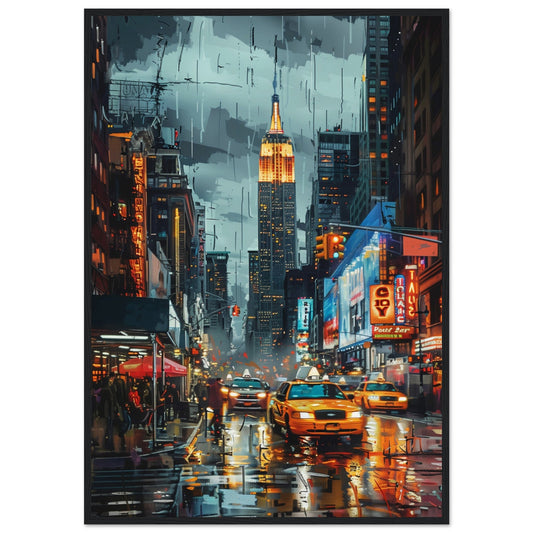 Poster New York Couleur ( 70x100-cm-Bois-noir)