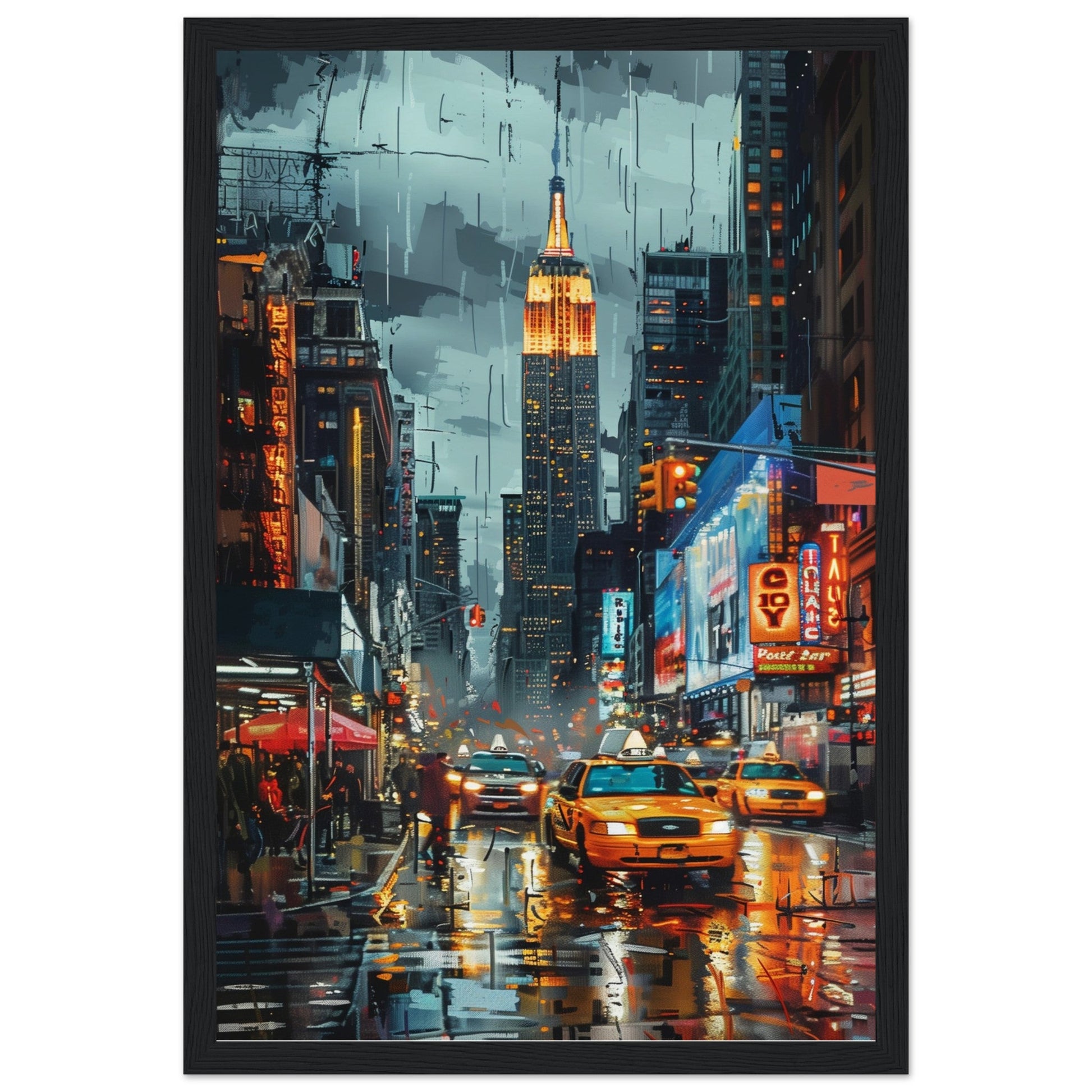 Poster New York Couleur ( 30x45-cm-Bois-noir)