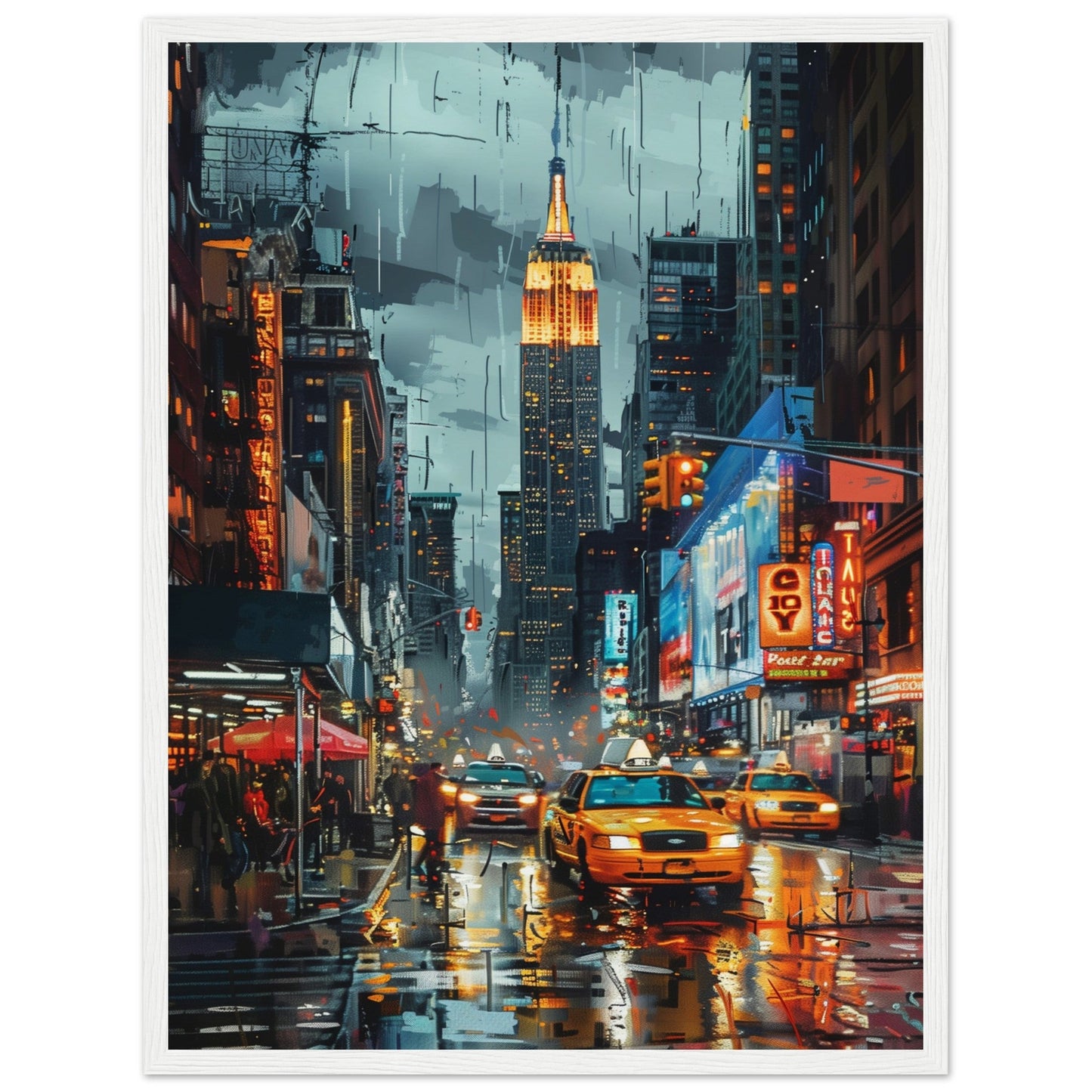 Poster New York Couleur ( 45x60-cm-Bois-blanc)