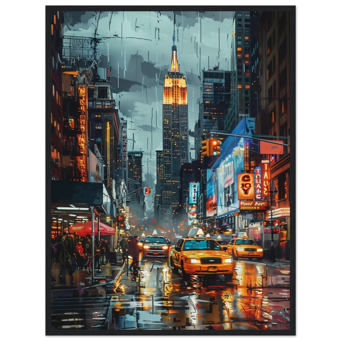 Poster New York Couleur ( 60x80-cm-Bois-noir)