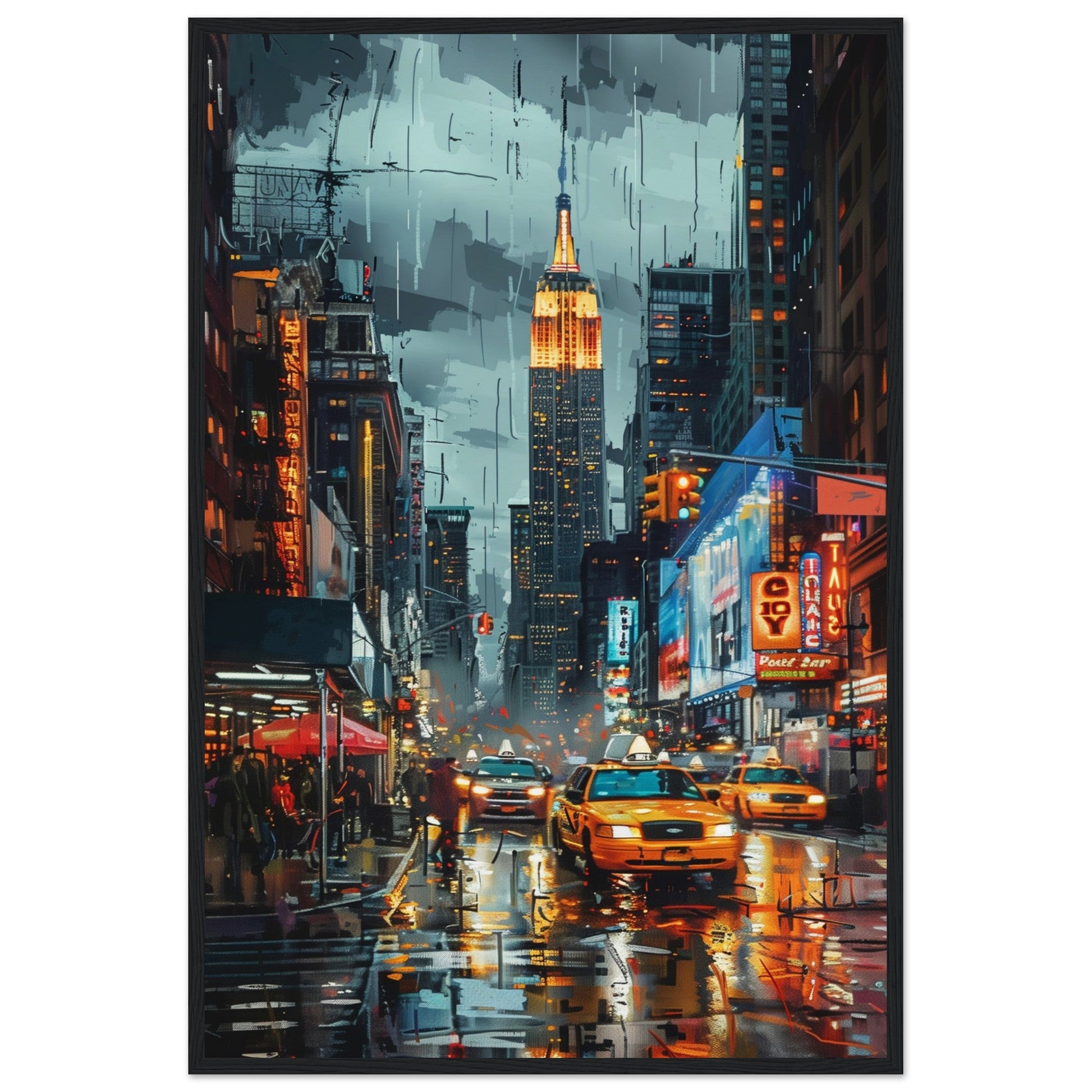 Poster New York Couleur ( 60x90-cm-Bois-noir)