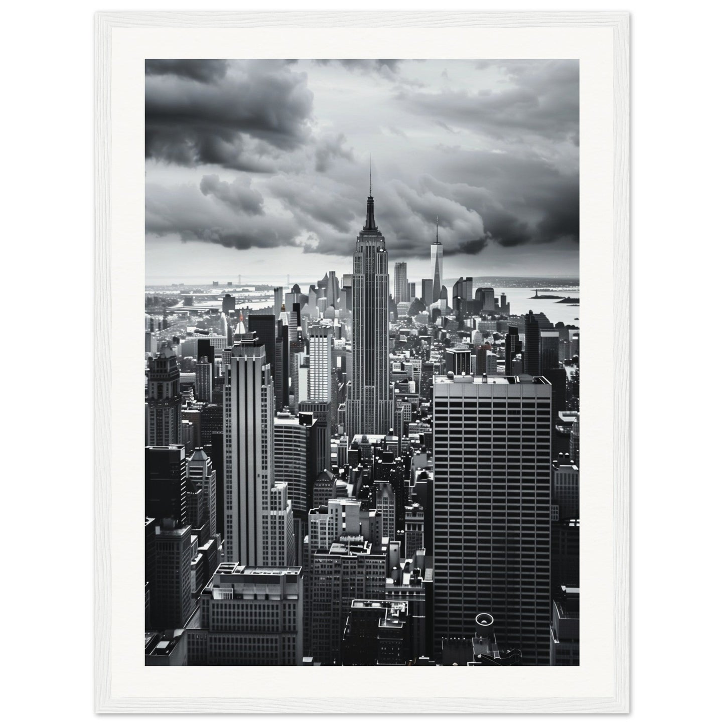 Poster New York Noir et Blanc ( 45x60-cm-Bois-blanc)