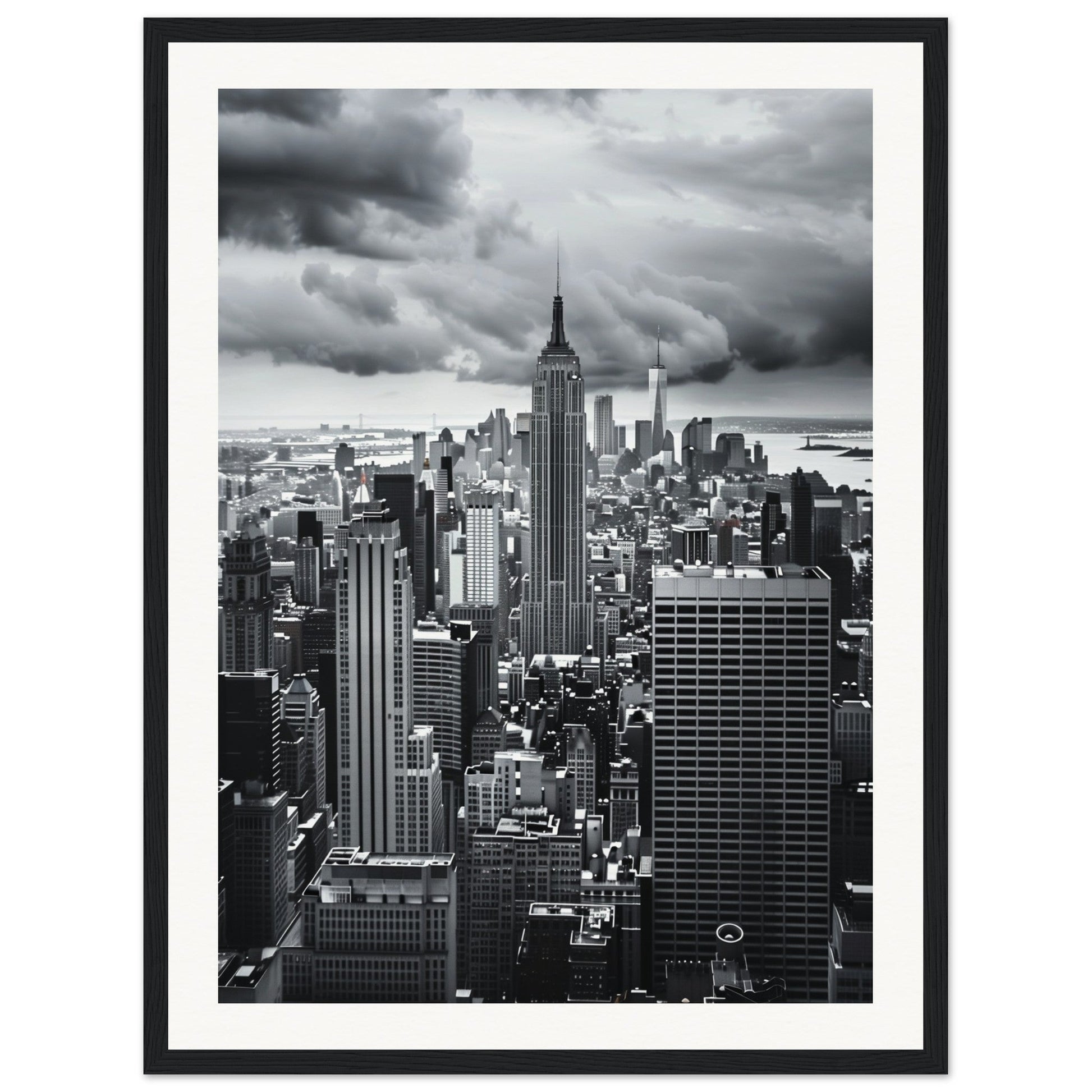 Poster New York Noir et Blanc ( 45x60-cm-Bois-noir)