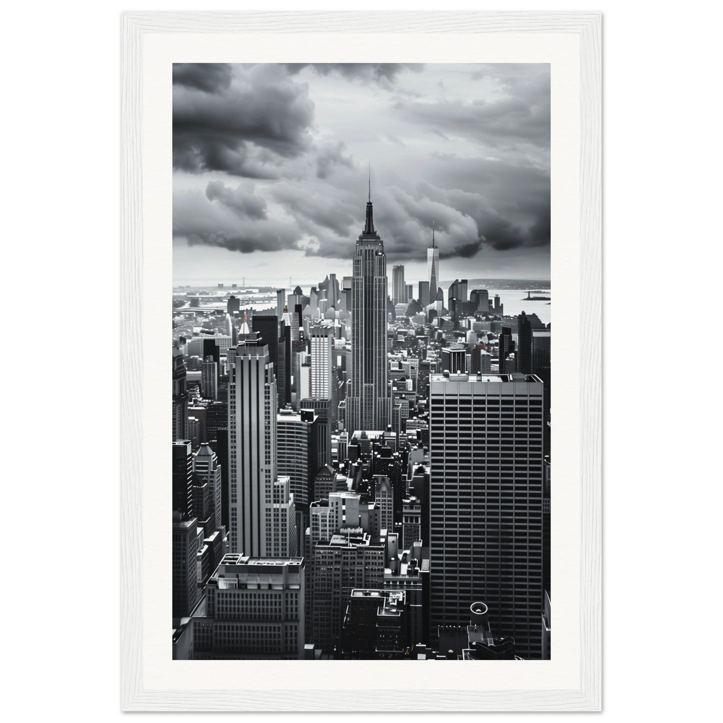 Poster New York Noir et Blanc ( 30x45-cm-Bois-blanc)