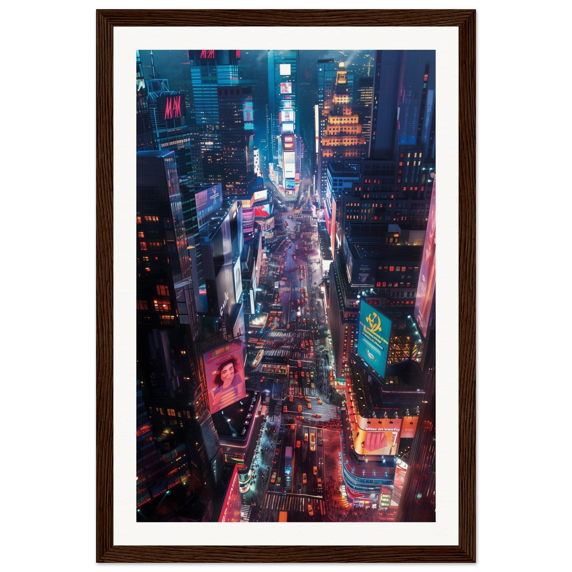 Poster New York Times Square ( 30x45-cm-Bois-foncé)