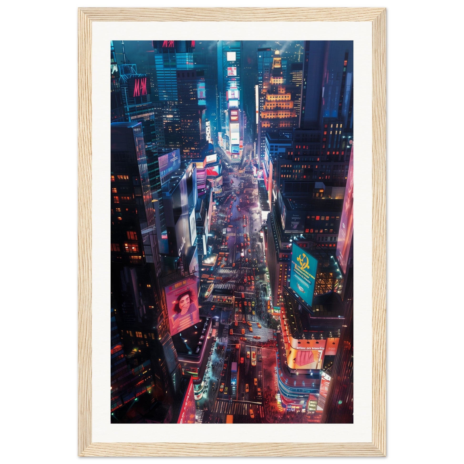 Poster New York Times Square ( 30x45-cm-Bois-clair)