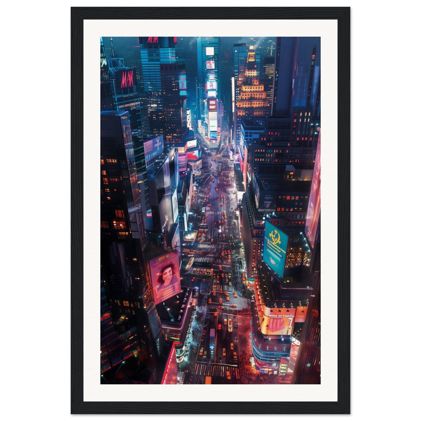 Poster New York Times Square ( 30x45-cm-Bois-noir)