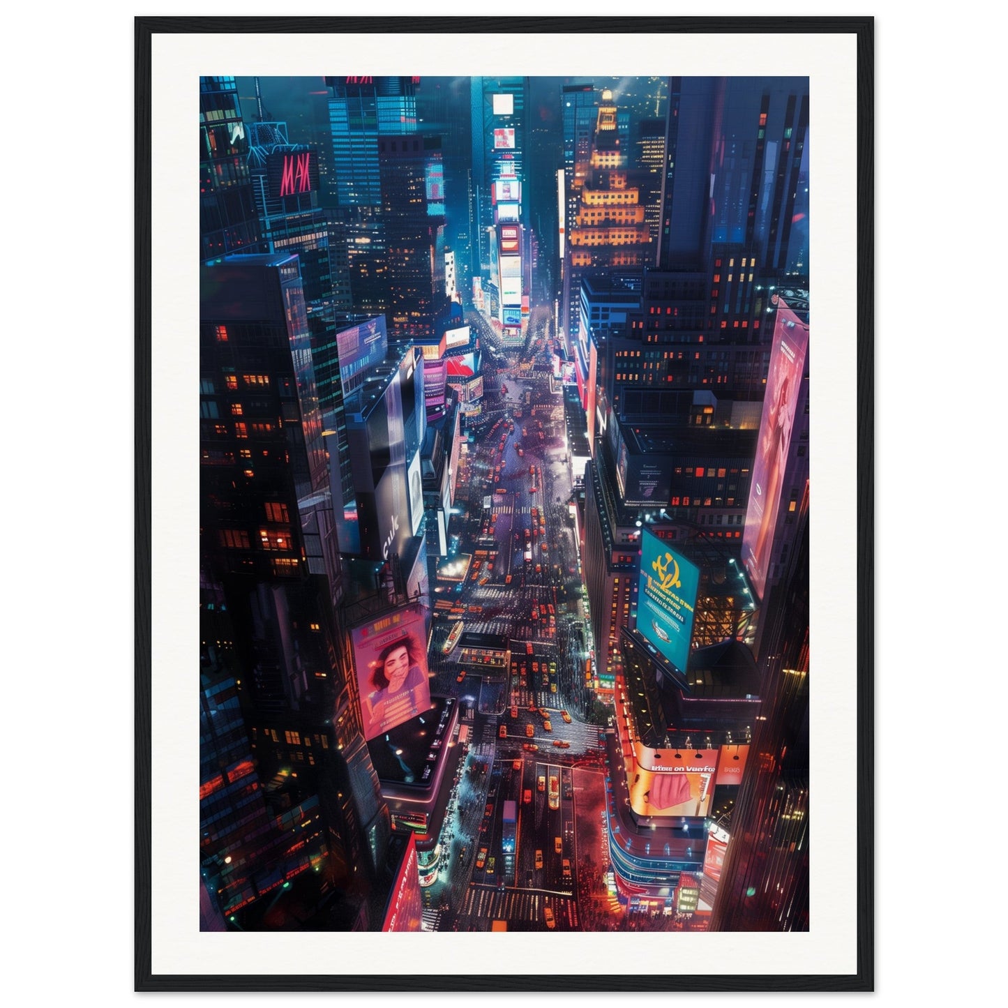 Poster New York Times Square ( 60x80-cm-Bois-noir)