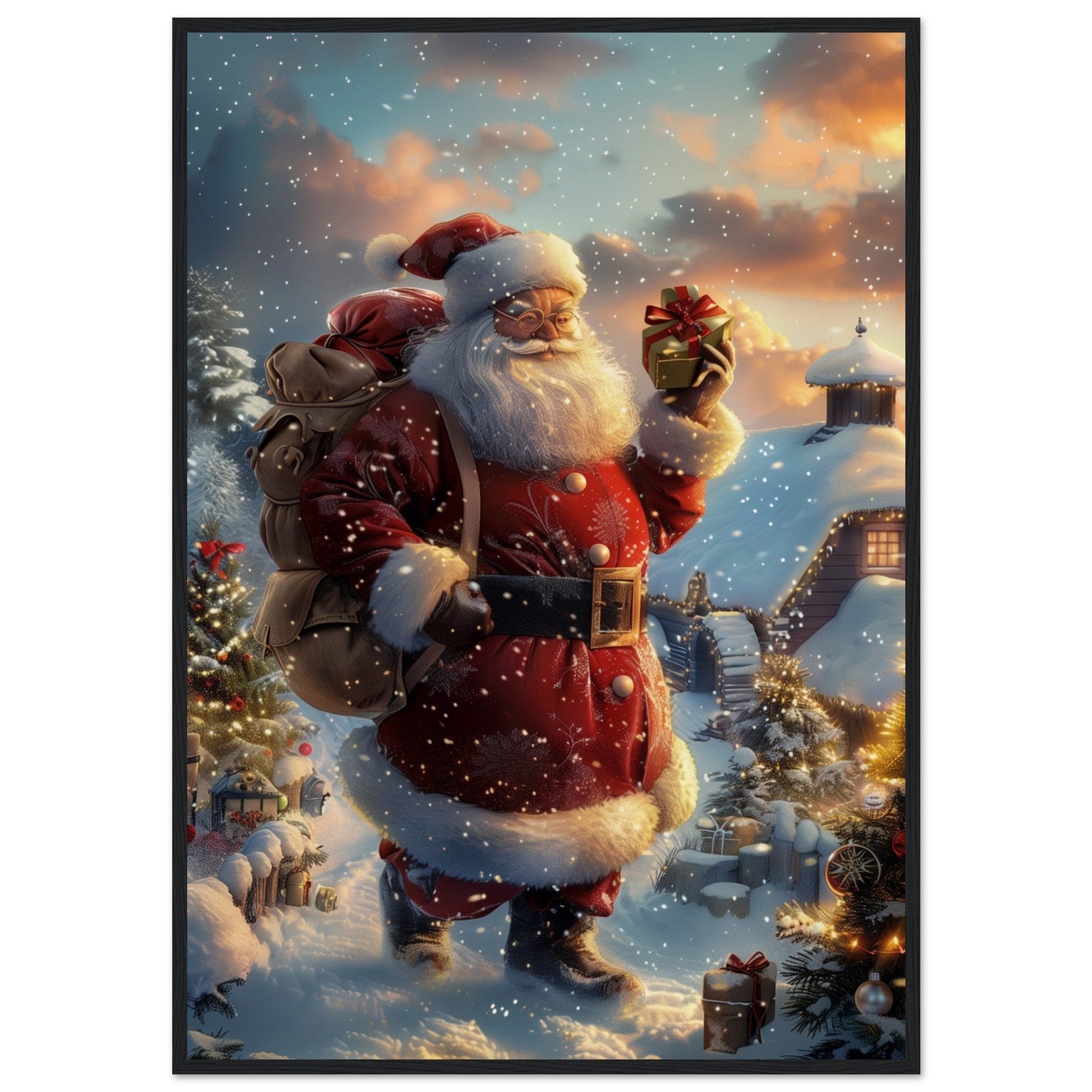 Poster Noël Antan ( 70x100-cm-Bois-noir)