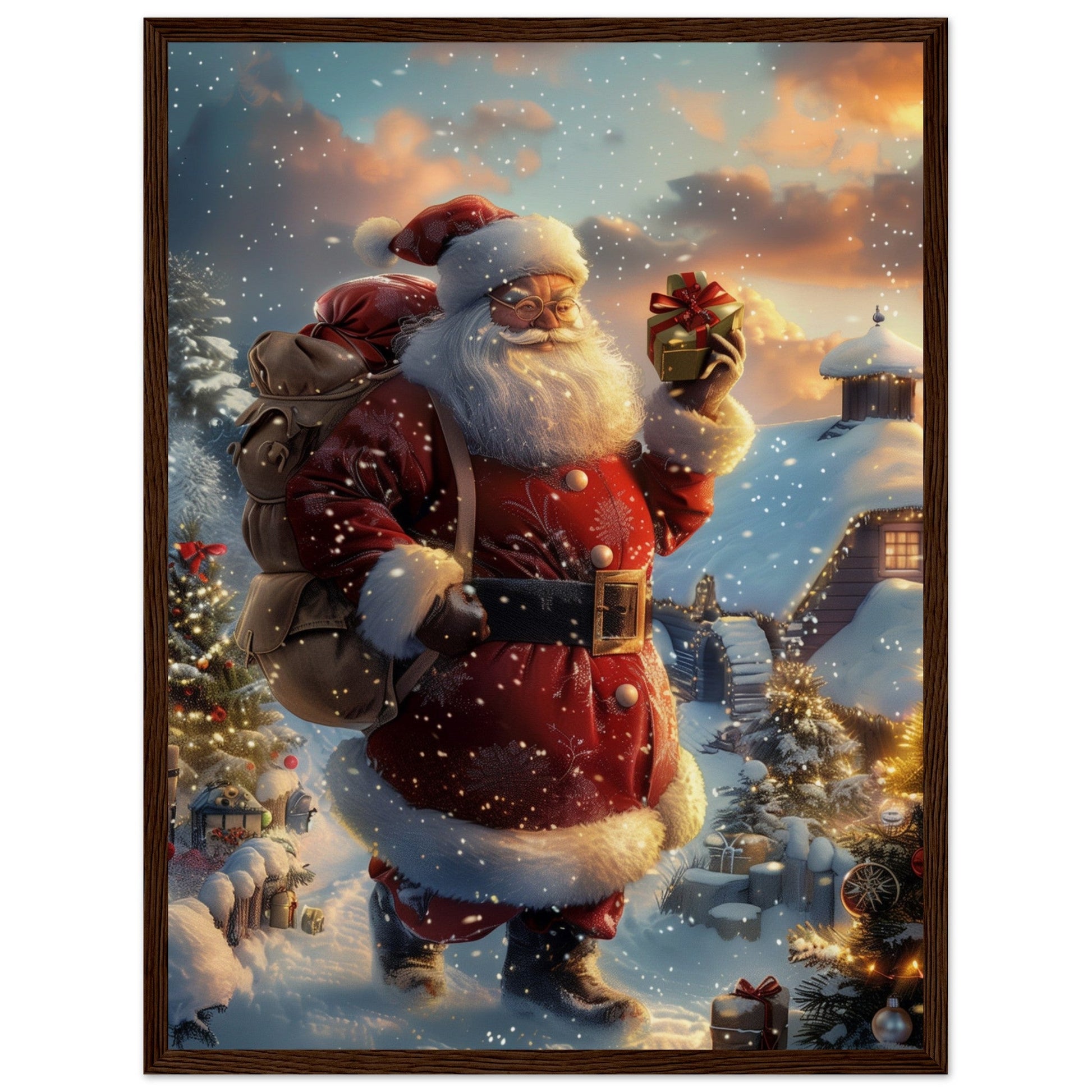 Poster Noël Antan ( 45x60-cm-Bois-foncé)