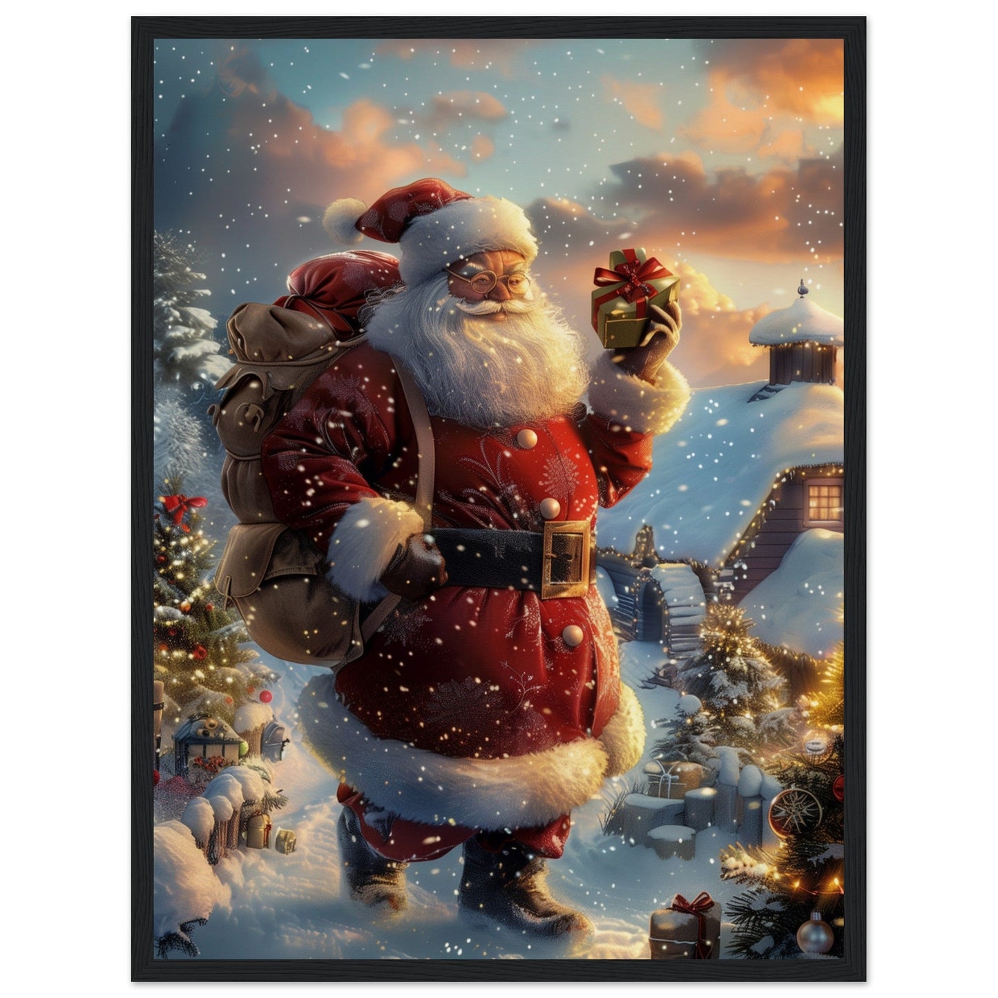 Poster Noël Antan ( 45x60-cm-Bois-noir)