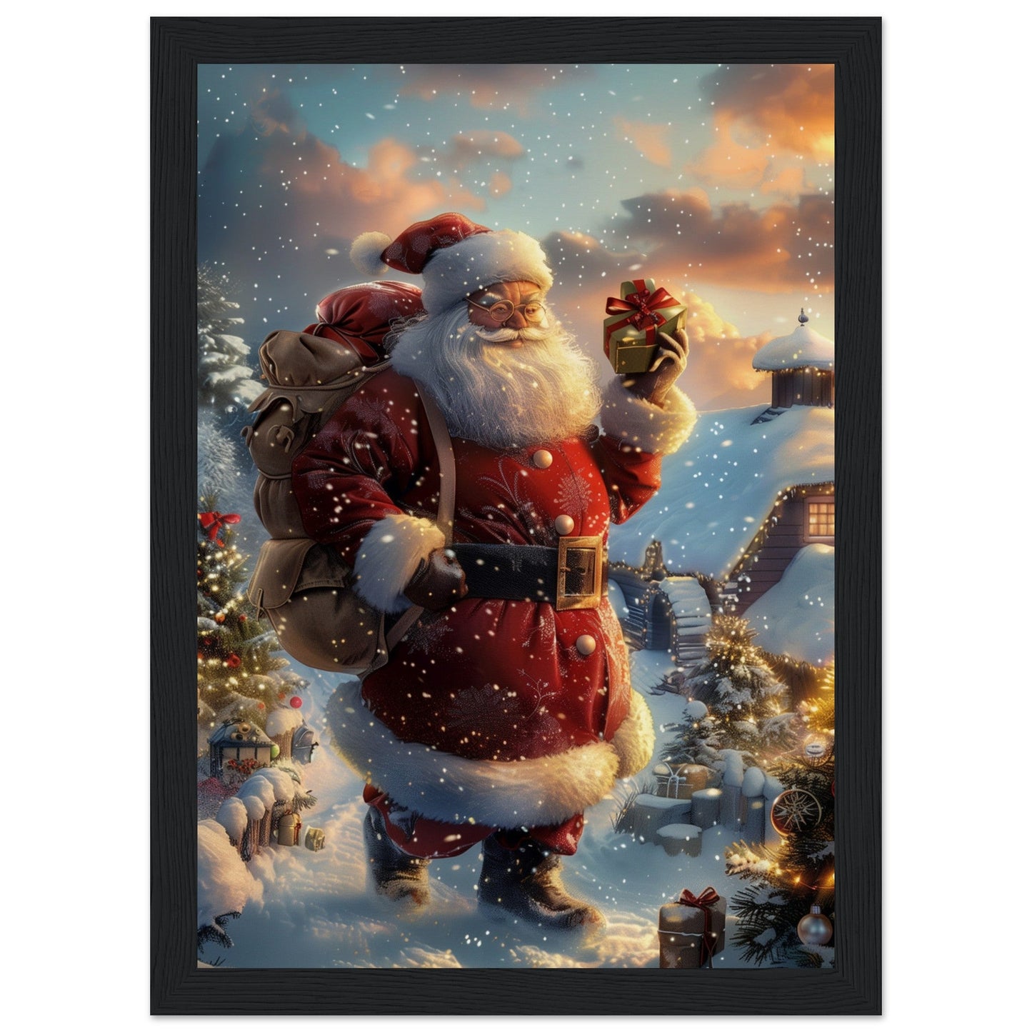 Poster Noël Antan ( 21x29.7-cm-Bois-noir)