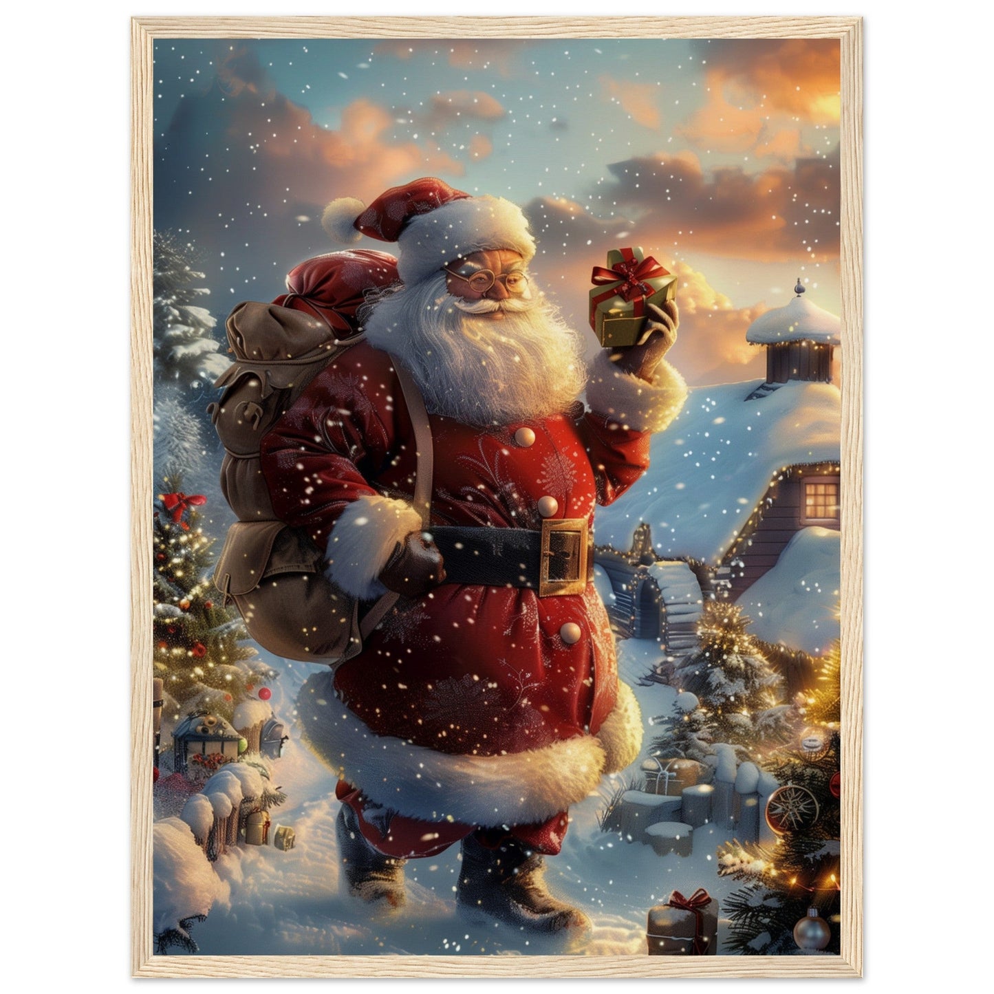 Poster Noël Antan ( 45x60-cm-Bois-clair)