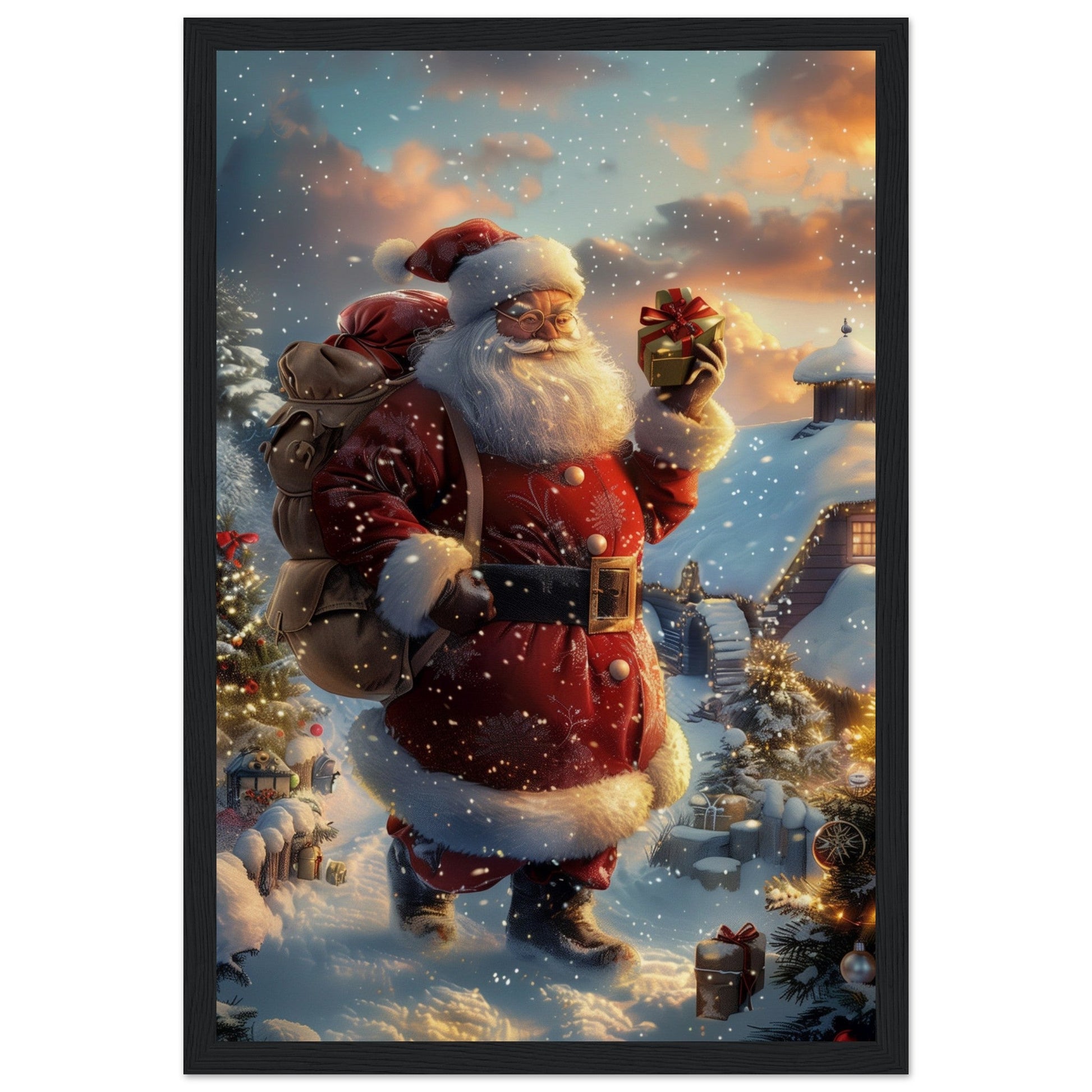 Poster Noël Antan ( 30x45-cm-Bois-noir)