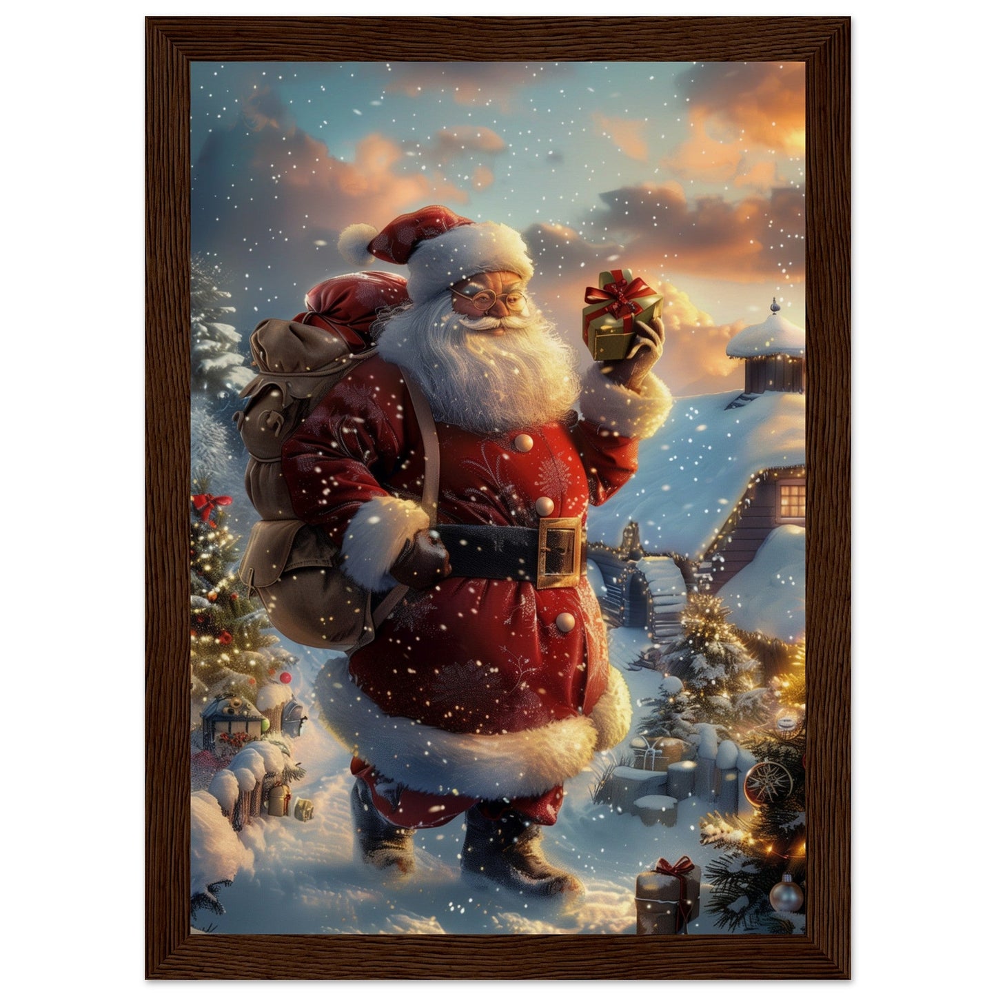 Poster Noël Antan ( 21x29.7-cm-Bois-foncé)