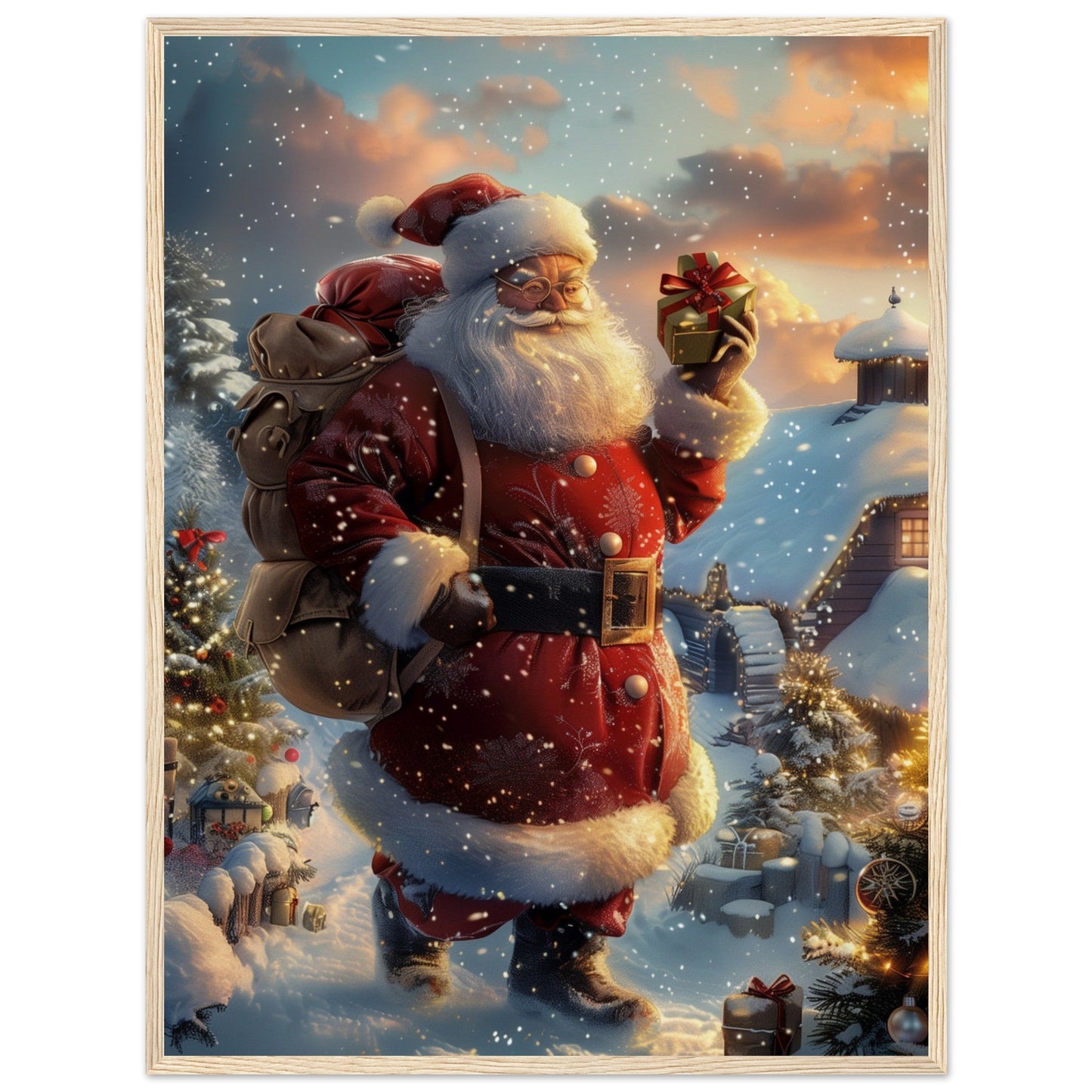 Poster Noël Antan ( 60x80-cm-Bois-clair)