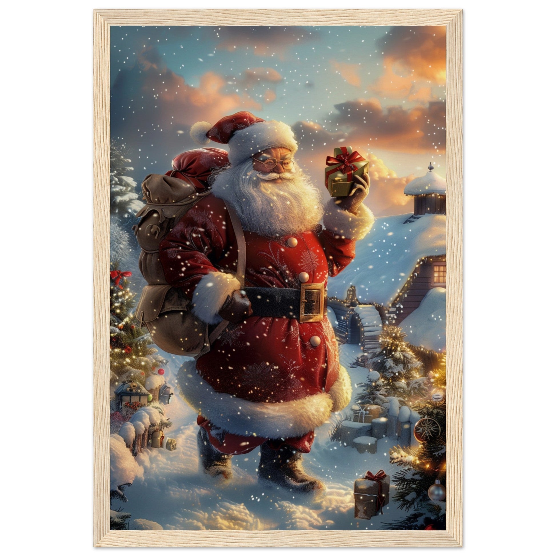 Poster Noël Antan ( 30x45-cm-Bois-clair)