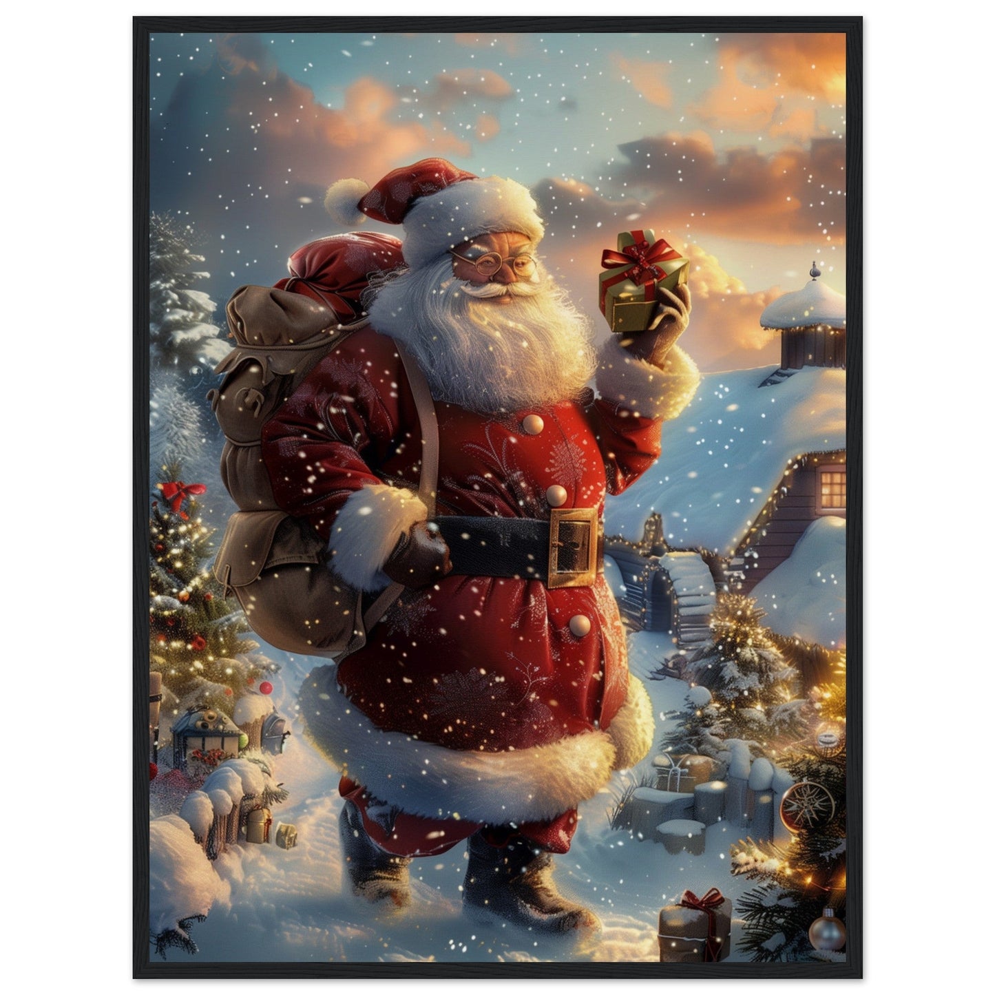 Poster Noël Antan ( 60x80-cm-Bois-noir)