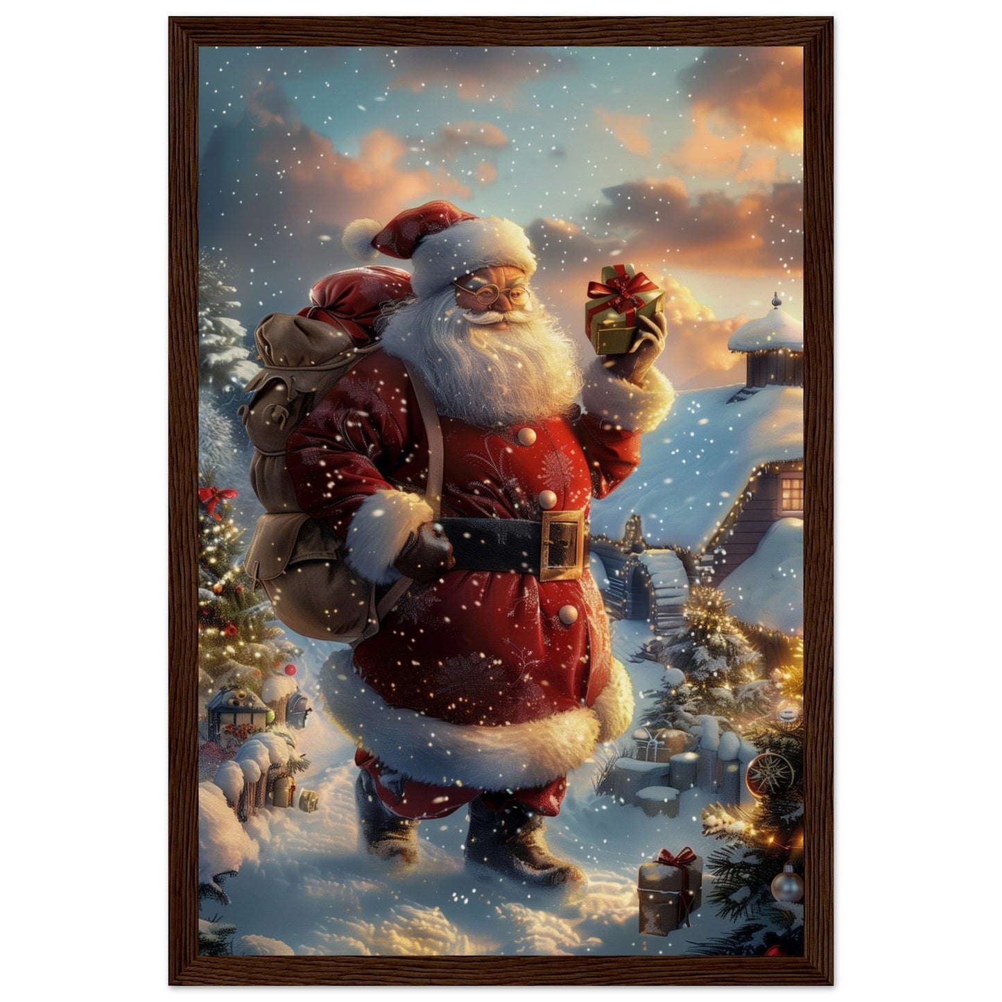 Poster Noël Antan ( 30x45-cm-Bois-foncé)