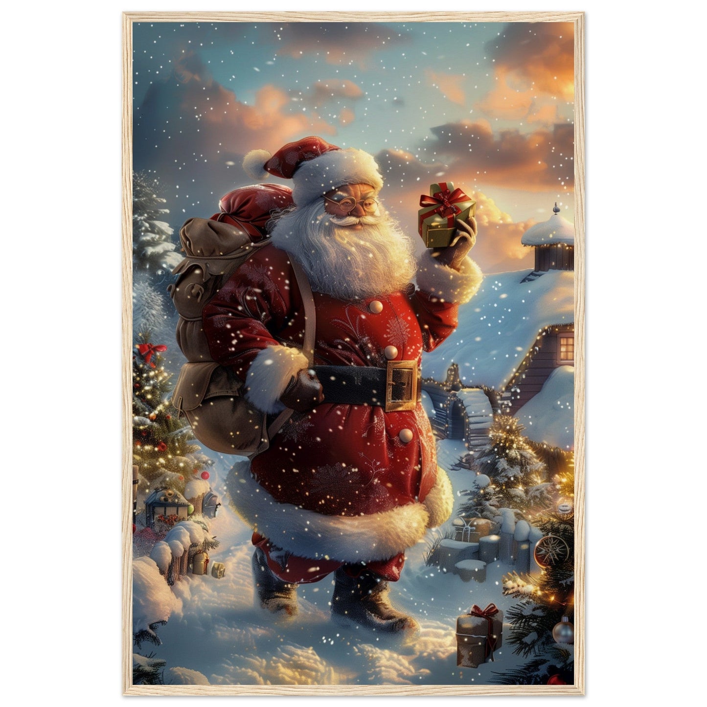 Poster Noël Antan ( 60x90-cm-Bois-clair)