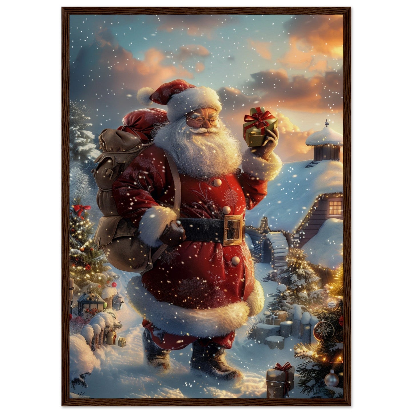 Poster Noël Antan ( 50x70-cm-Bois-foncé)