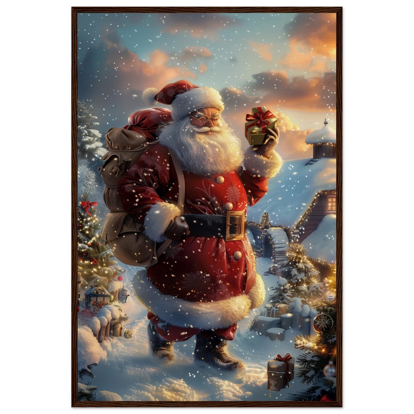 Poster Noël Antan ( 60x90-cm-Bois-foncé)