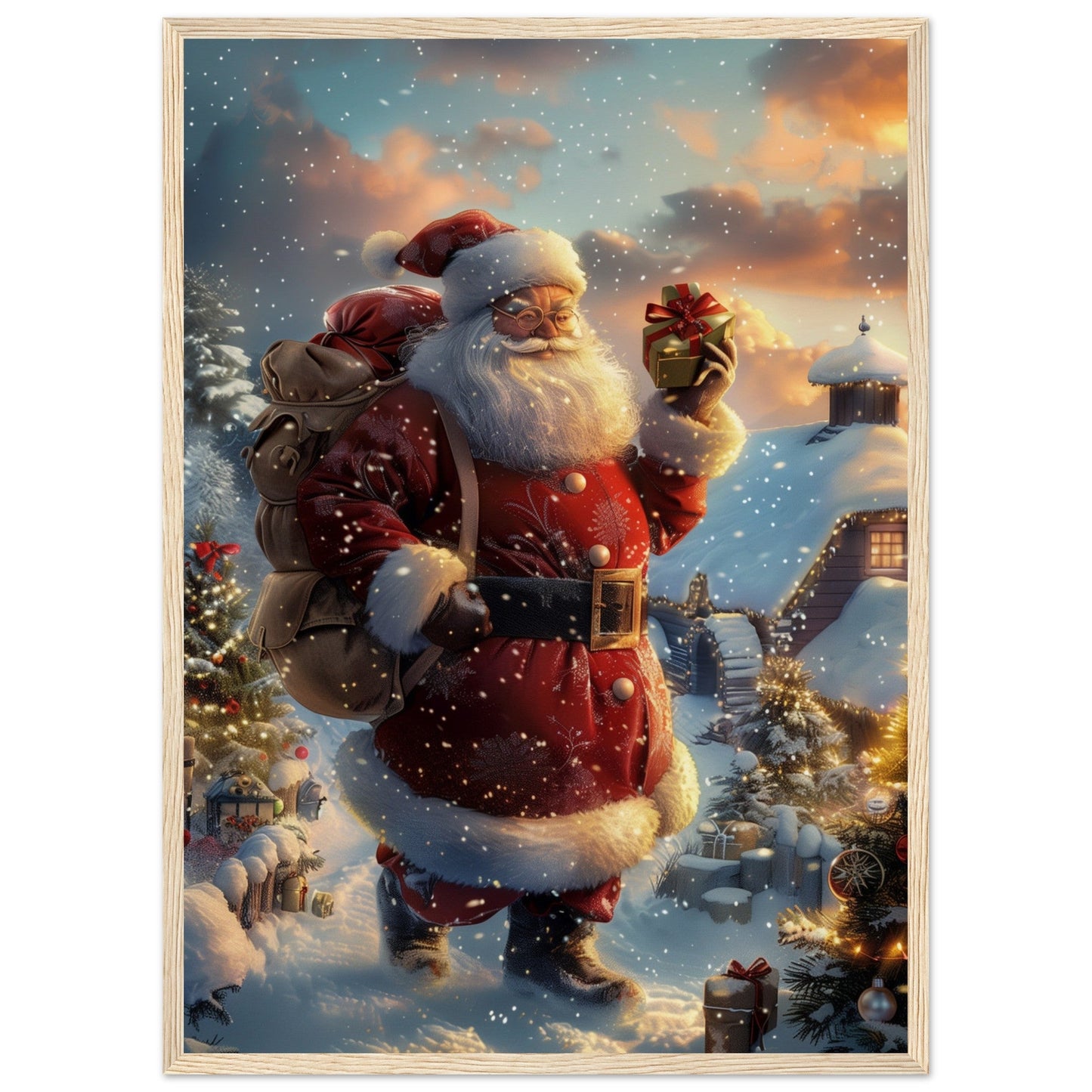 Poster Noël Antan ( 50x70-cm-Bois-clair)