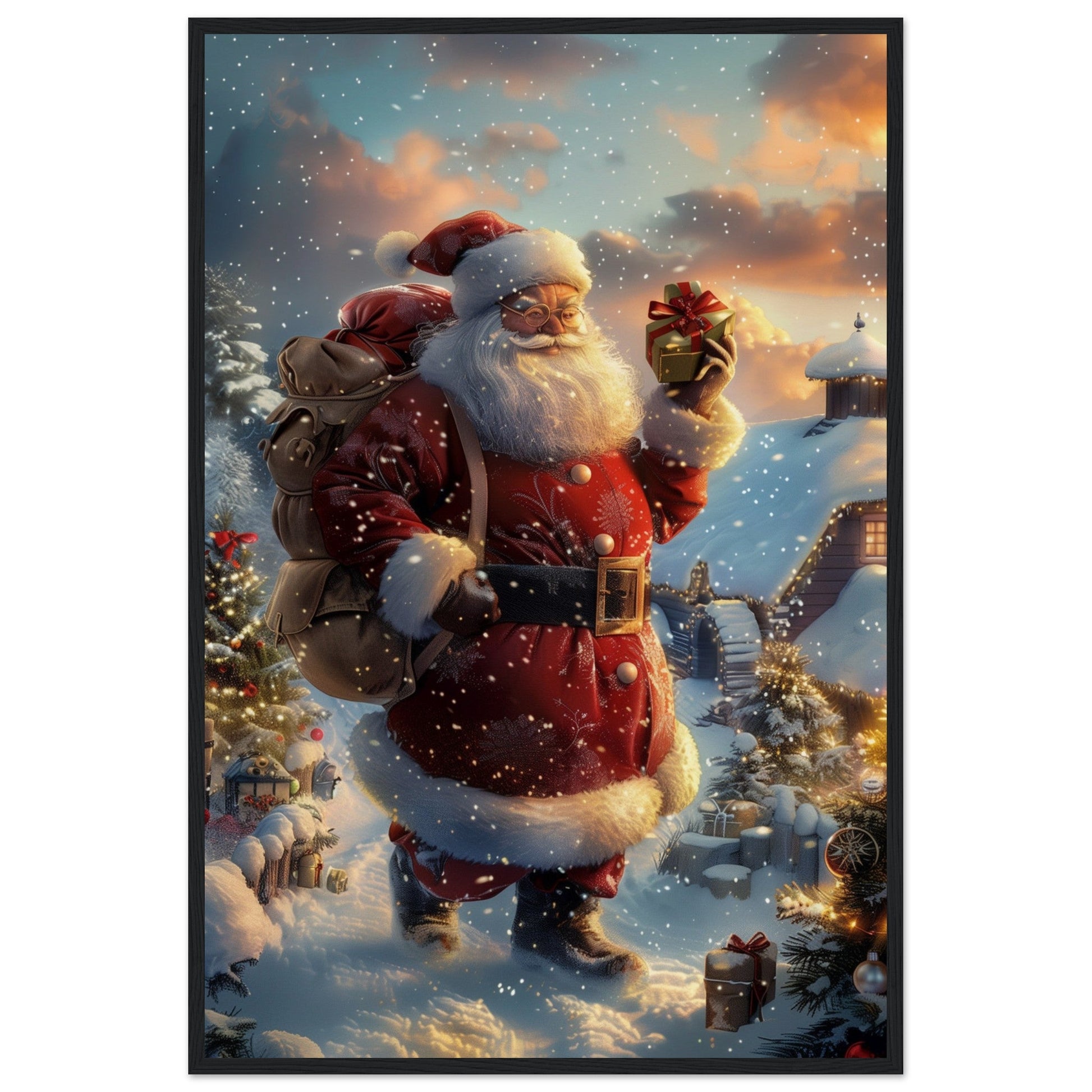 Poster Noël Antan ( 60x90-cm-Bois-noir)