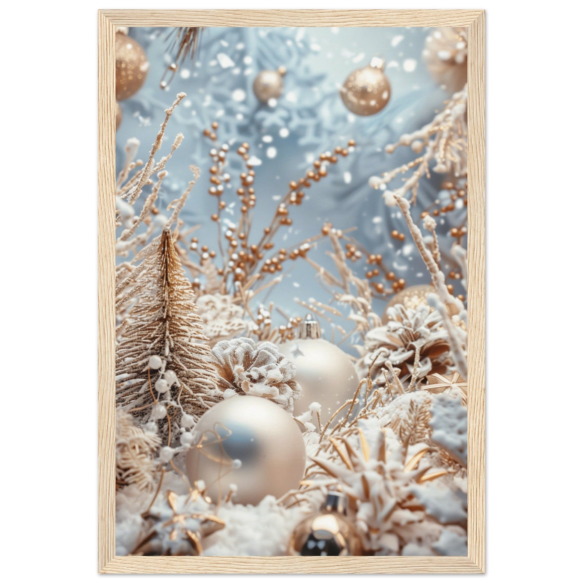 Poster Noël Blanc ( 30x45-cm-Bois-clair)