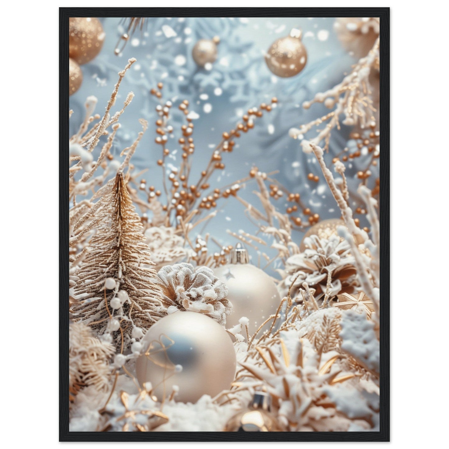 Poster Noël Blanc ( 45x60-cm-Bois-noir)