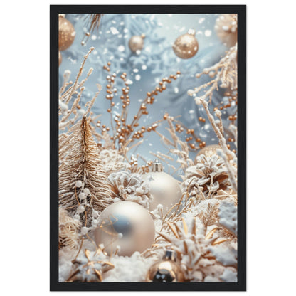 Poster Noël Blanc ( 30x45-cm-Bois-noir)