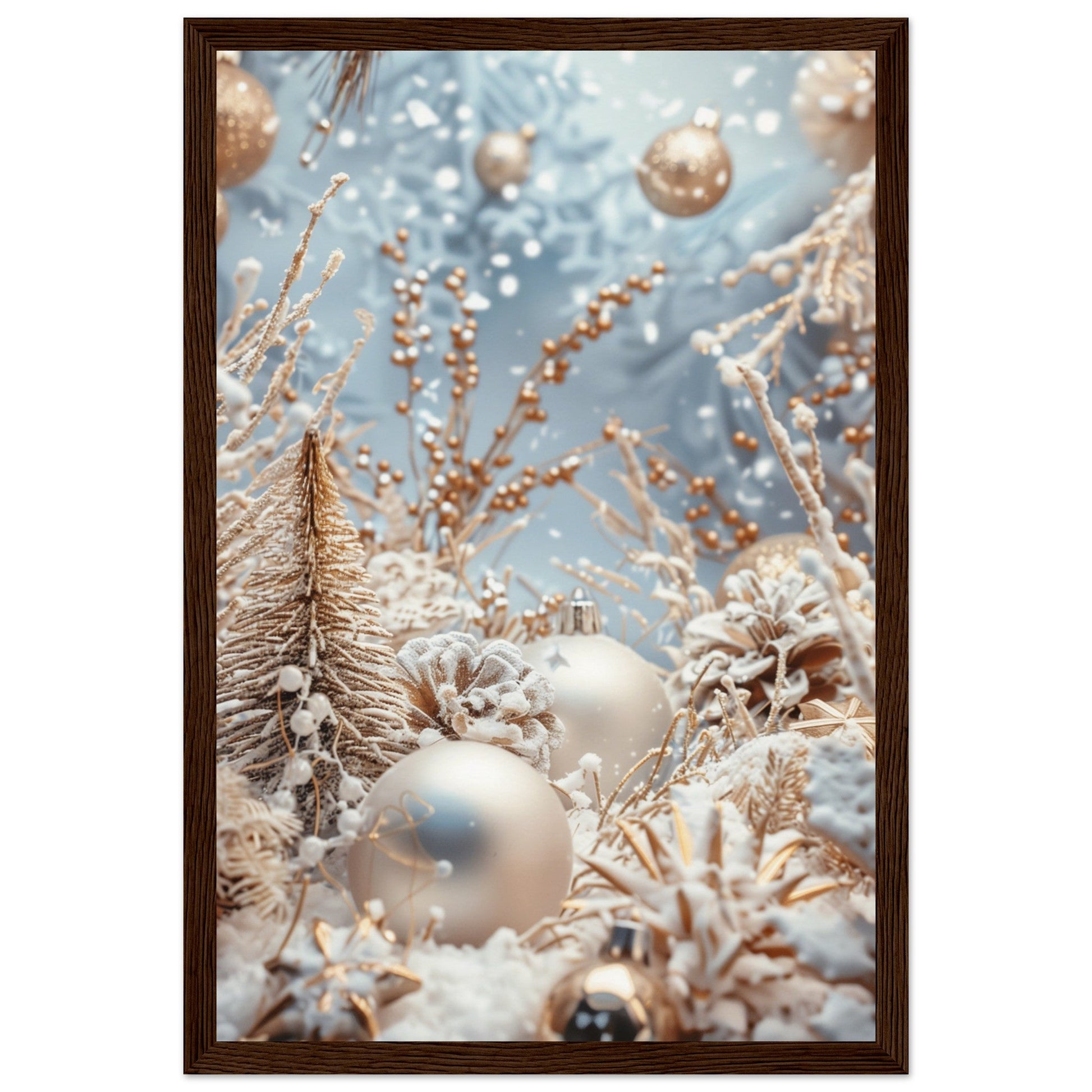 Poster Noël Blanc ( 30x45-cm-Bois-foncé)