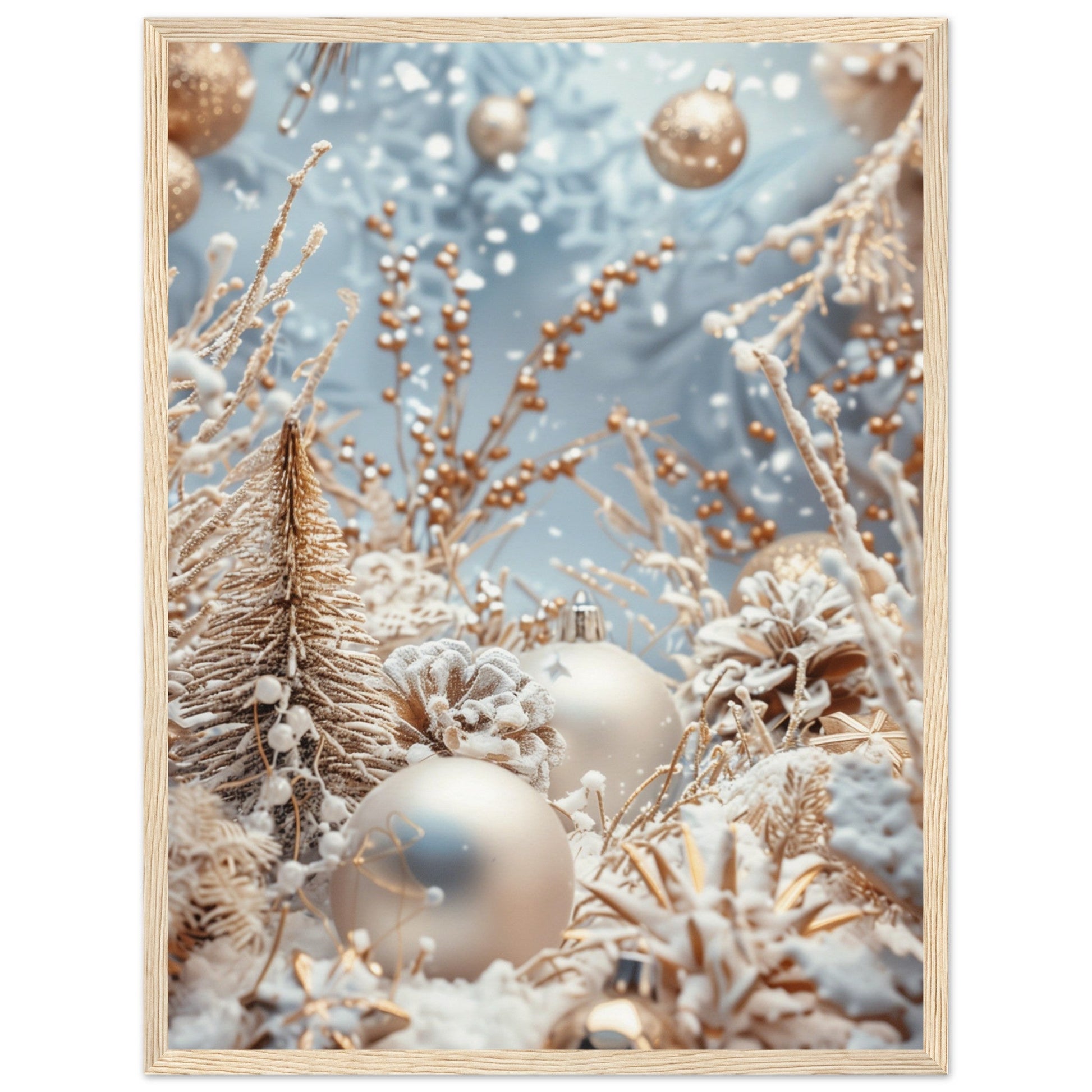 Poster Noël Blanc ( 45x60-cm-Bois-clair)