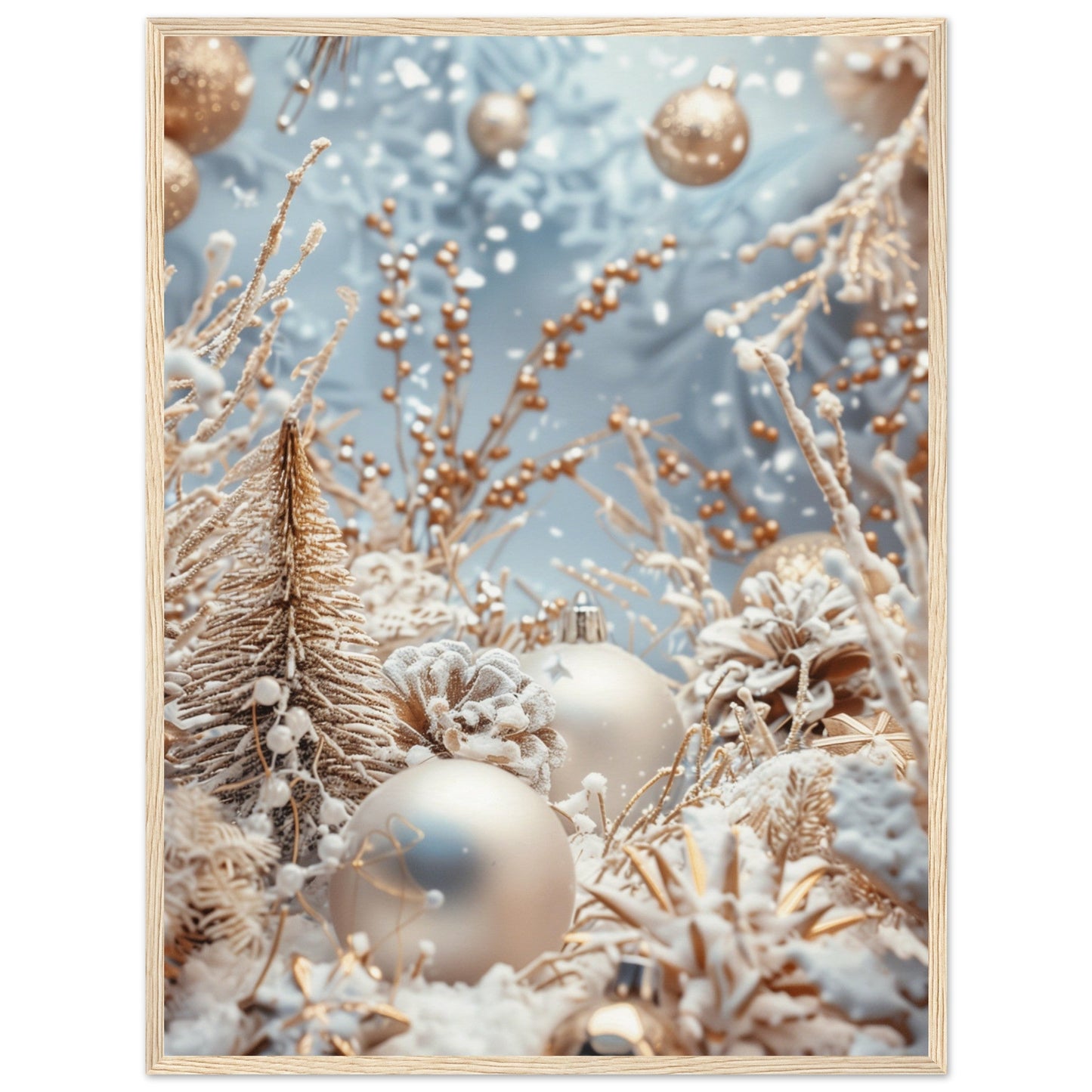 Poster Noël Blanc ( 60x80-cm-Bois-clair)