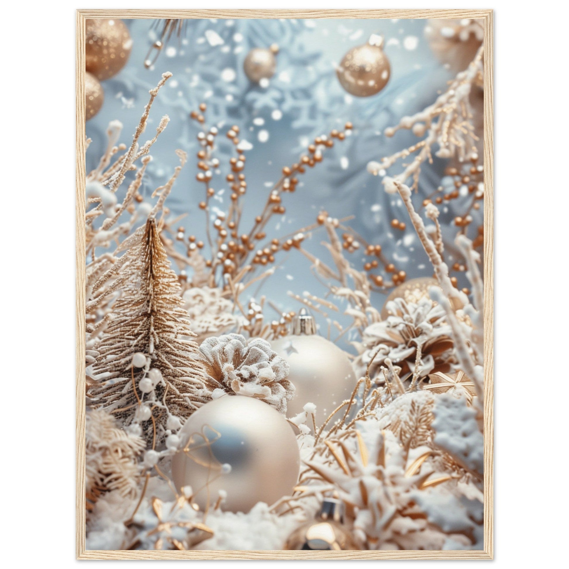 Poster Noël Blanc ( 60x80-cm-Bois-clair)