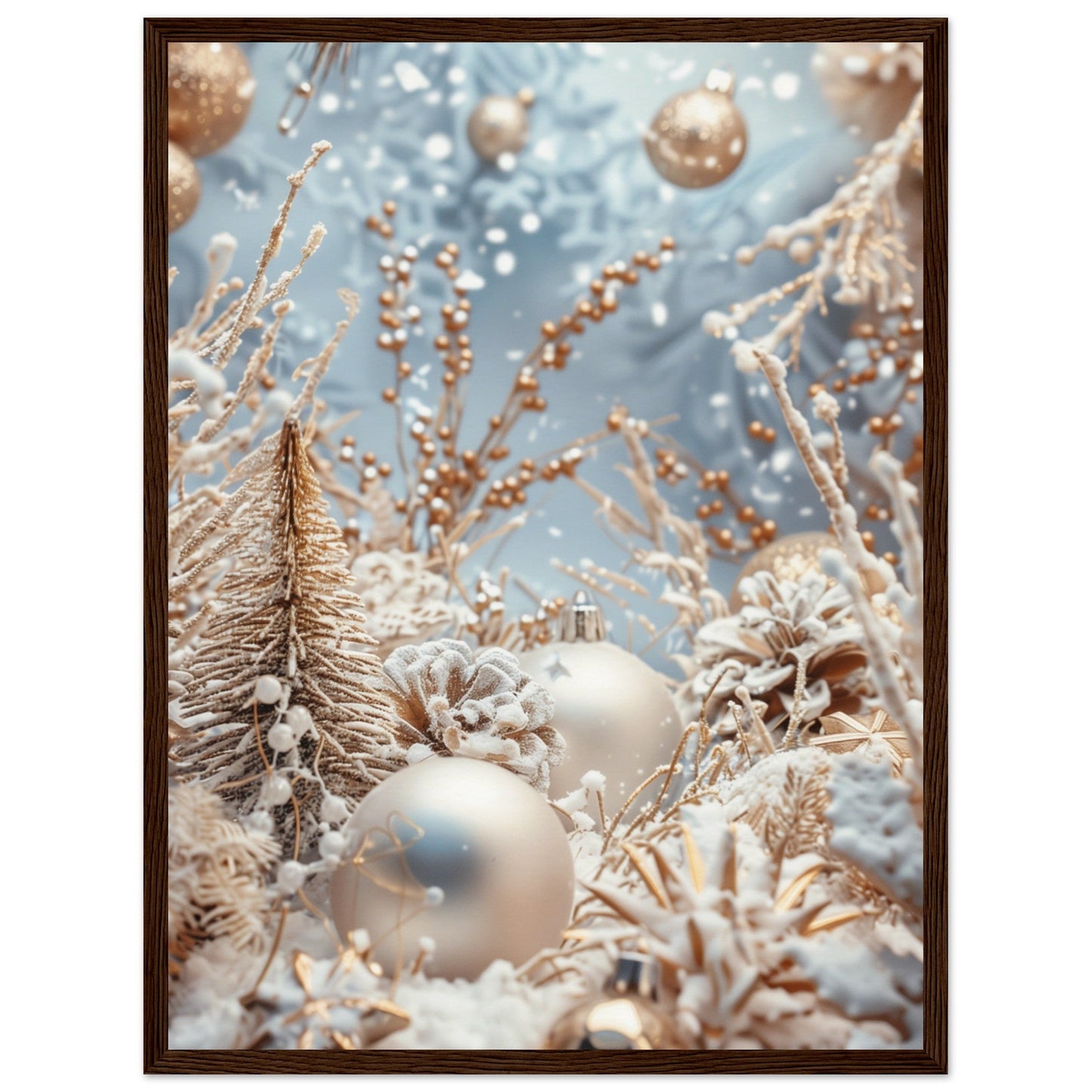 Poster Noël Blanc ( 45x60-cm-Bois-foncé)