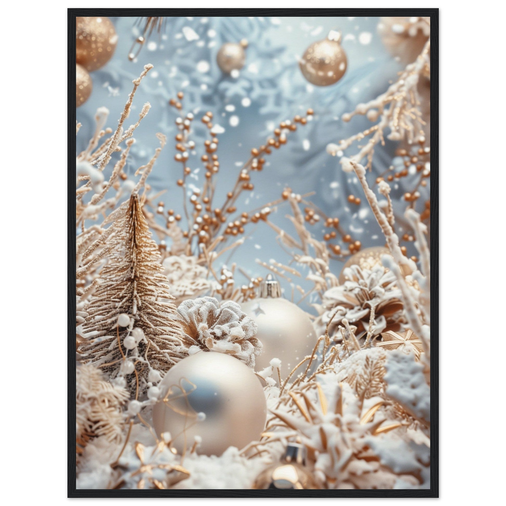 Poster Noël Blanc ( 60x80-cm-Bois-noir)