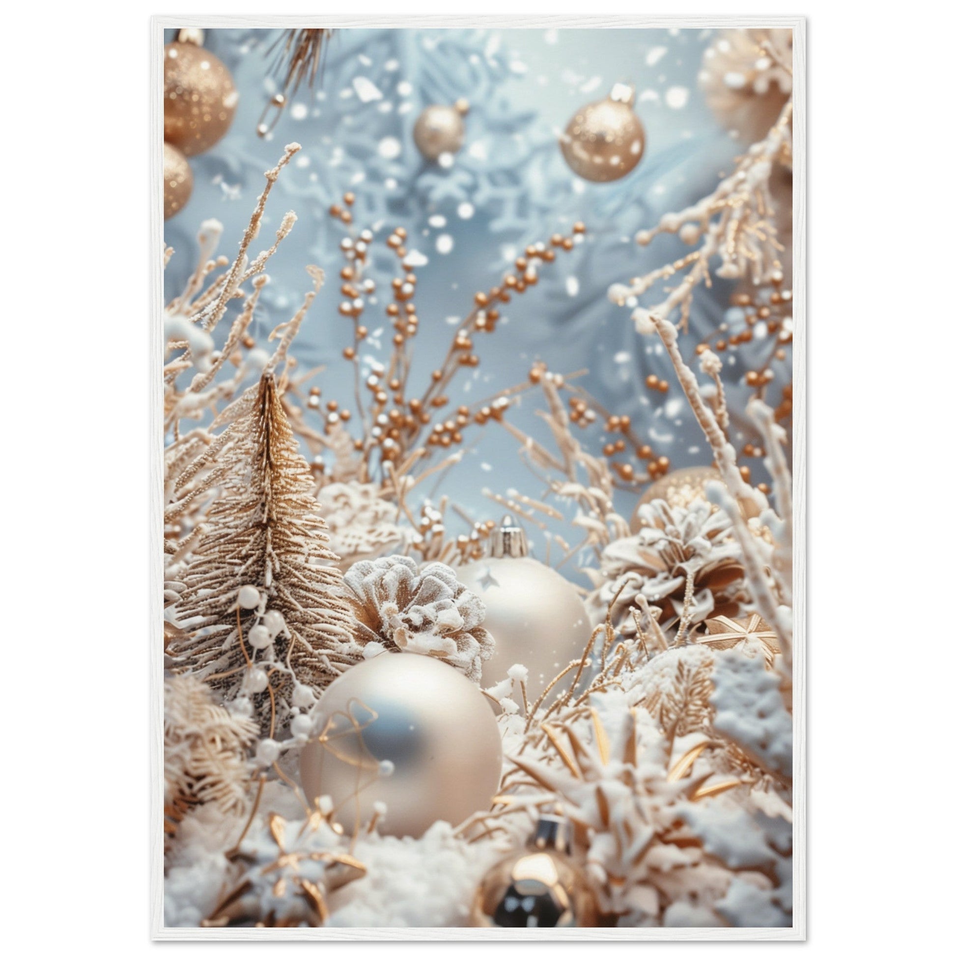 Poster Noël Blanc ( 70x100-cm-Bois-blanc)