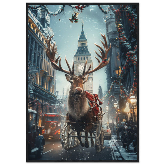 Poster Noël Britannique ( 70x100-cm-Bois-noir)