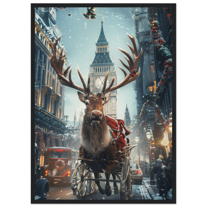 Poster Noël Britannique ( 50x70-cm-Bois-noir)