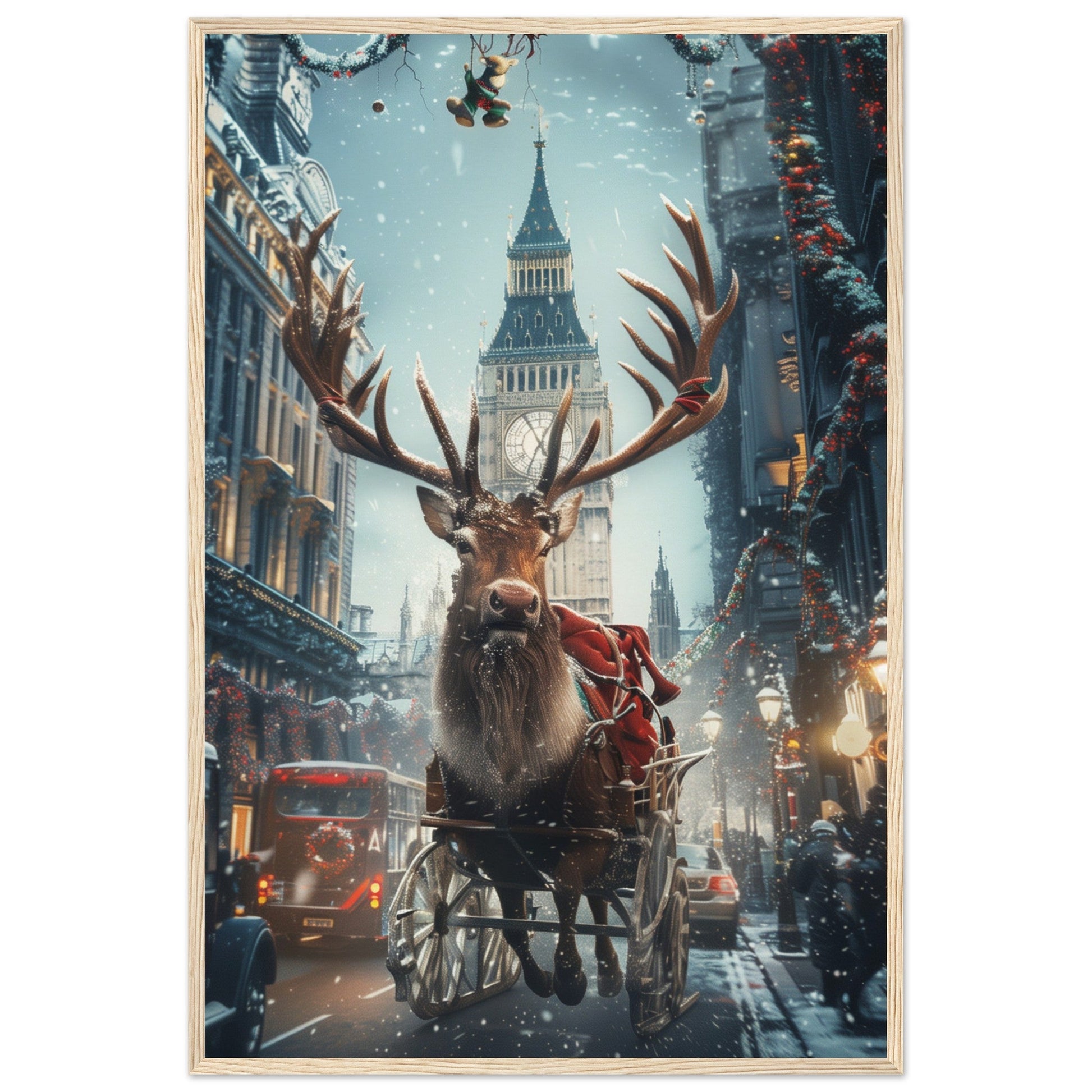 Poster Noël Britannique ( 60x90-cm-Bois-clair)