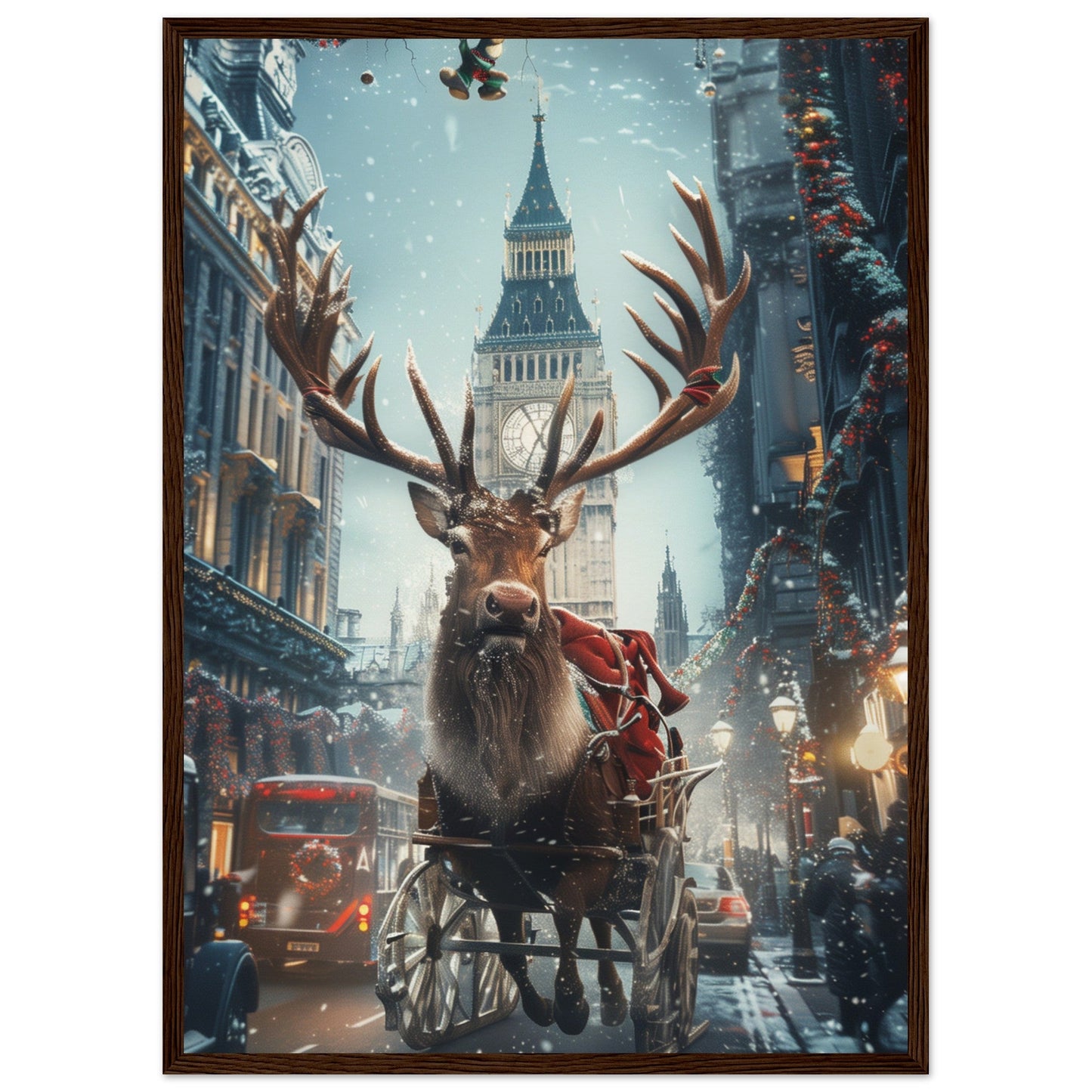 Poster Noël Britannique ( 50x70-cm-Bois-foncé)