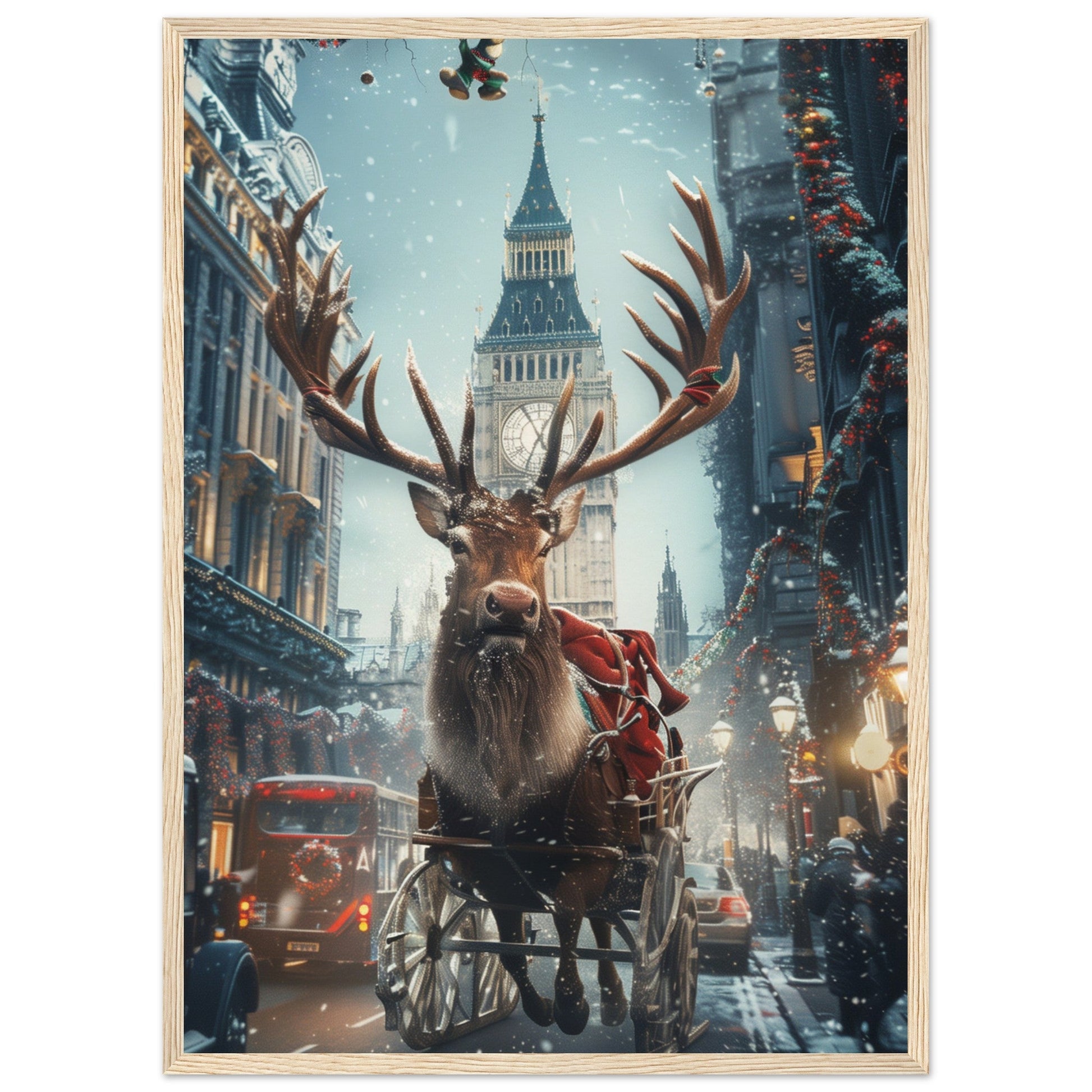 Poster Noël Britannique ( 50x70-cm-Bois-clair)