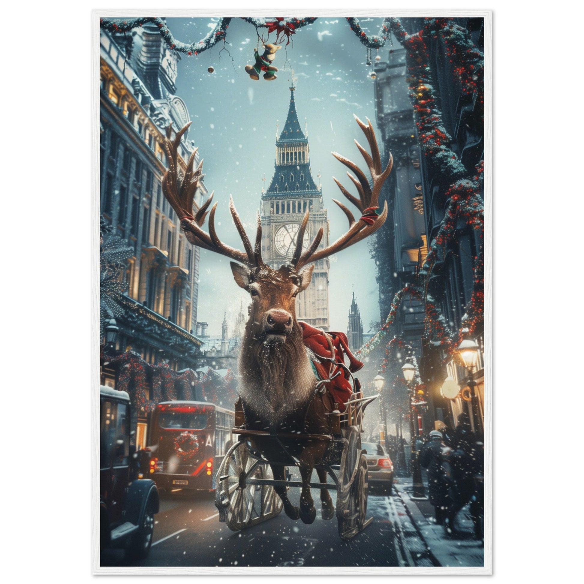 Poster Noël Britannique ( 70x100-cm-Bois-blanc)