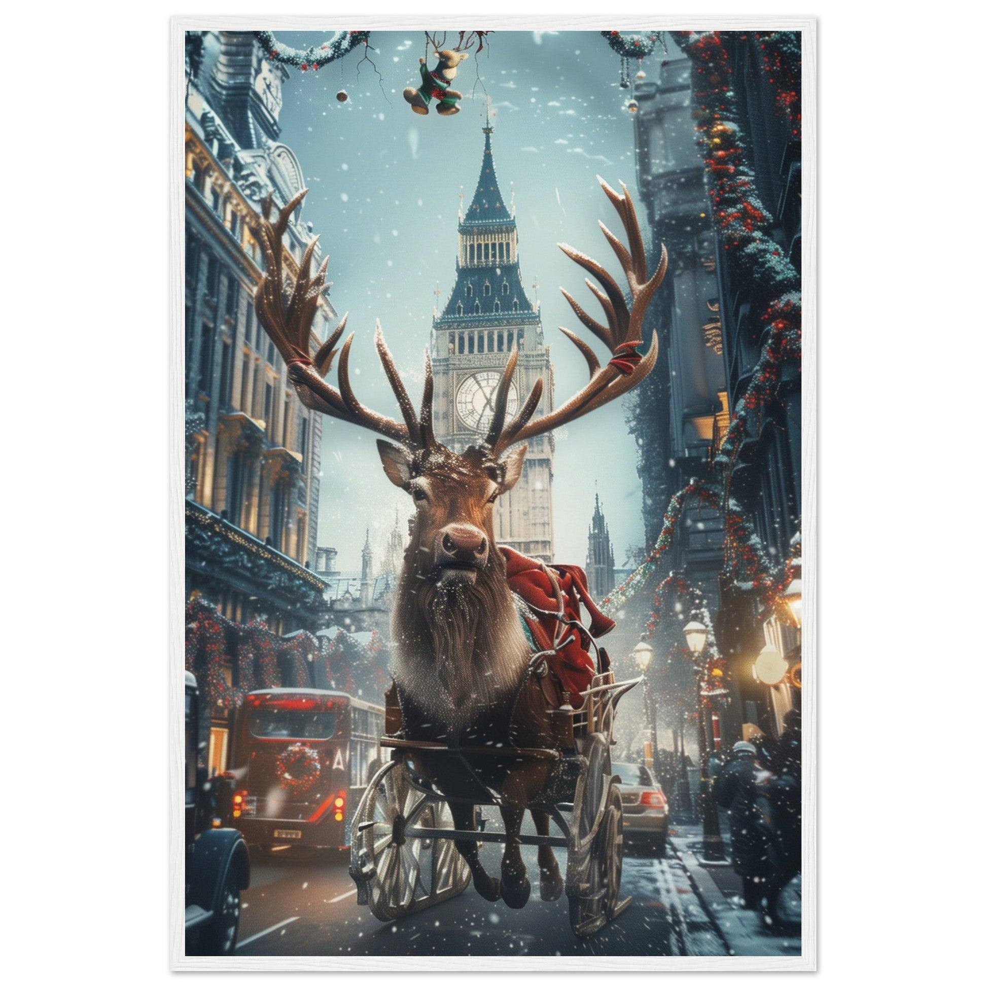 Poster Noël Britannique ( 60x90-cm-Bois-blanc)