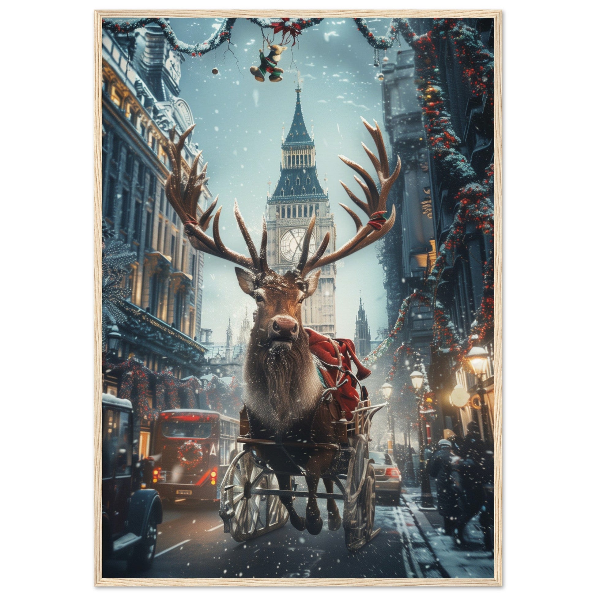 Poster Noël Britannique ( 70x100-cm-Bois-clair)